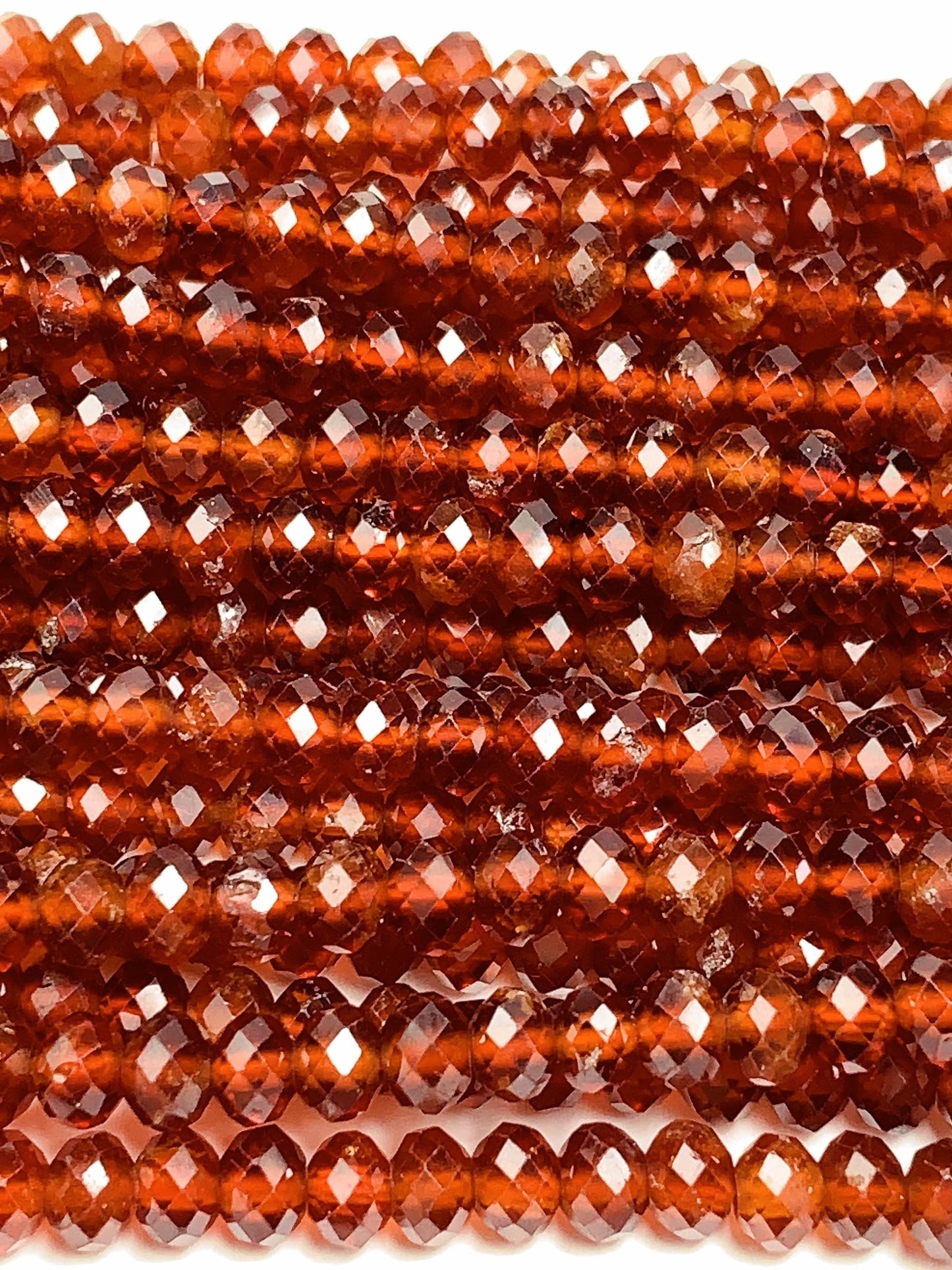 4x5mm AAA Natural Deep Orange Hessonite Garnet Faceted Rondelle Beads 15.5" Strand