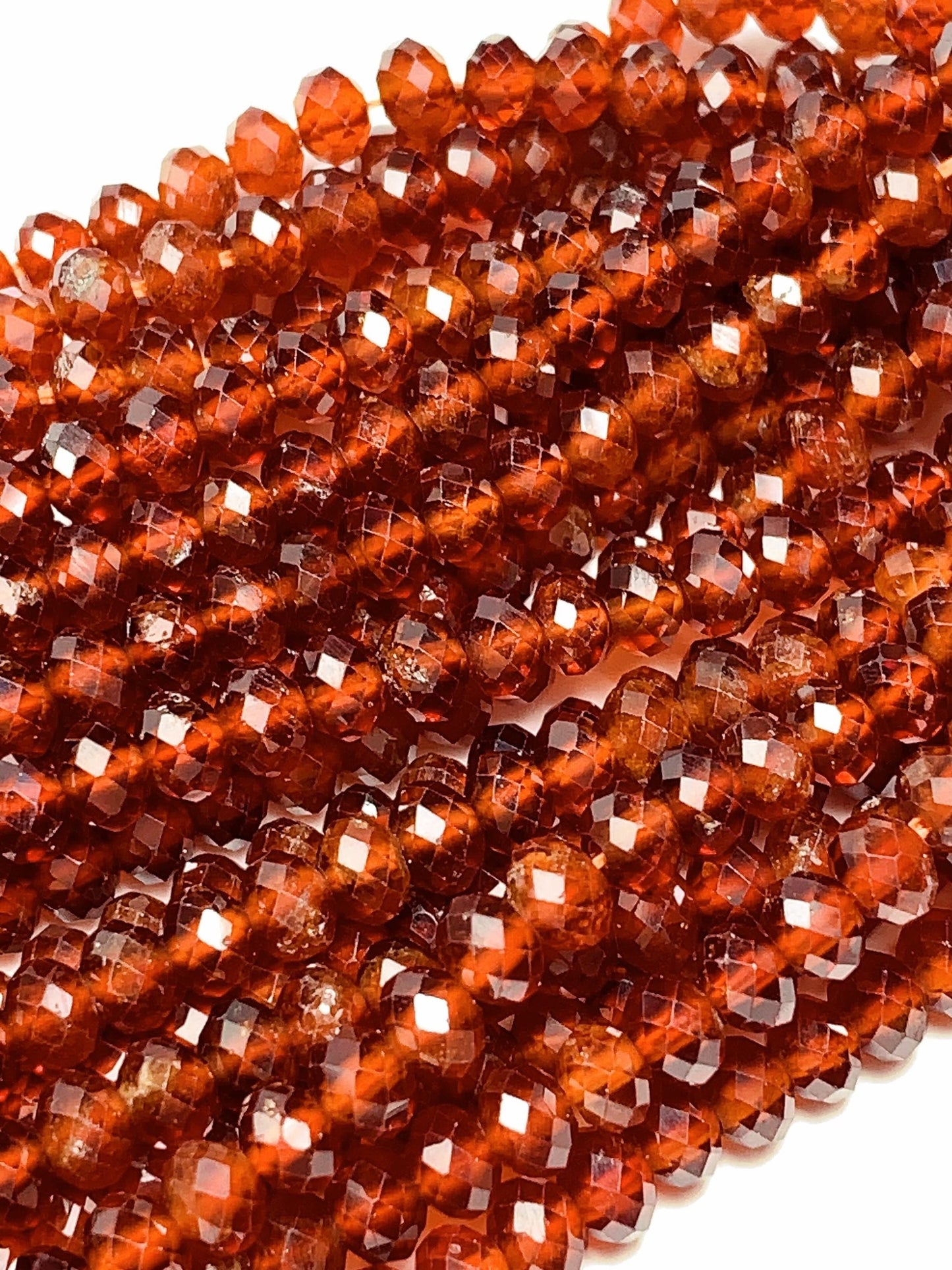 4x5mm AAA Natural Deep Orange Hessonite Garnet Faceted Rondelle Beads 15.5" Strand