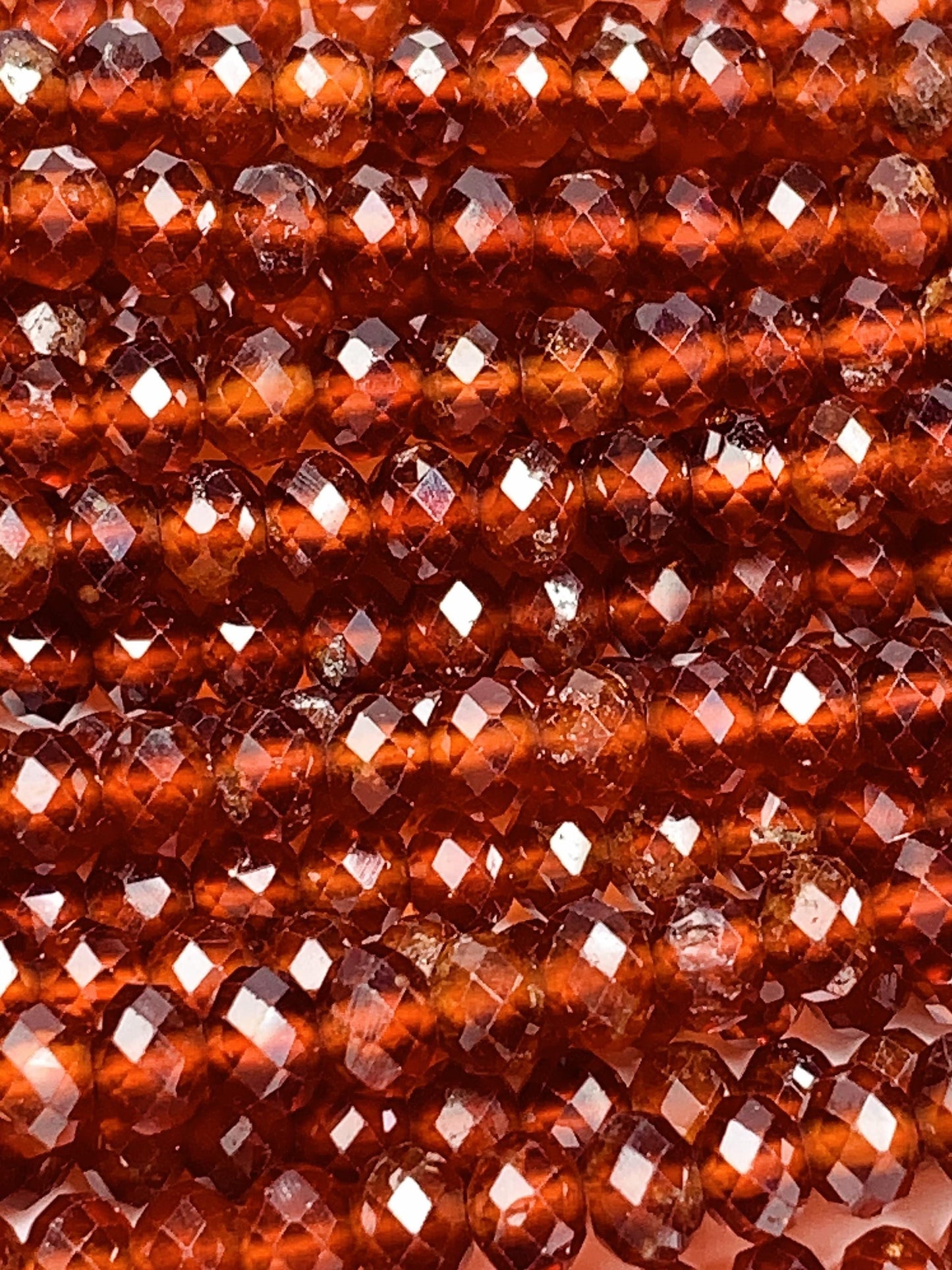 4x5mm AAA Natural Deep Orange Hessonite Garnet Faceted Rondelle Beads 15.5" Strand