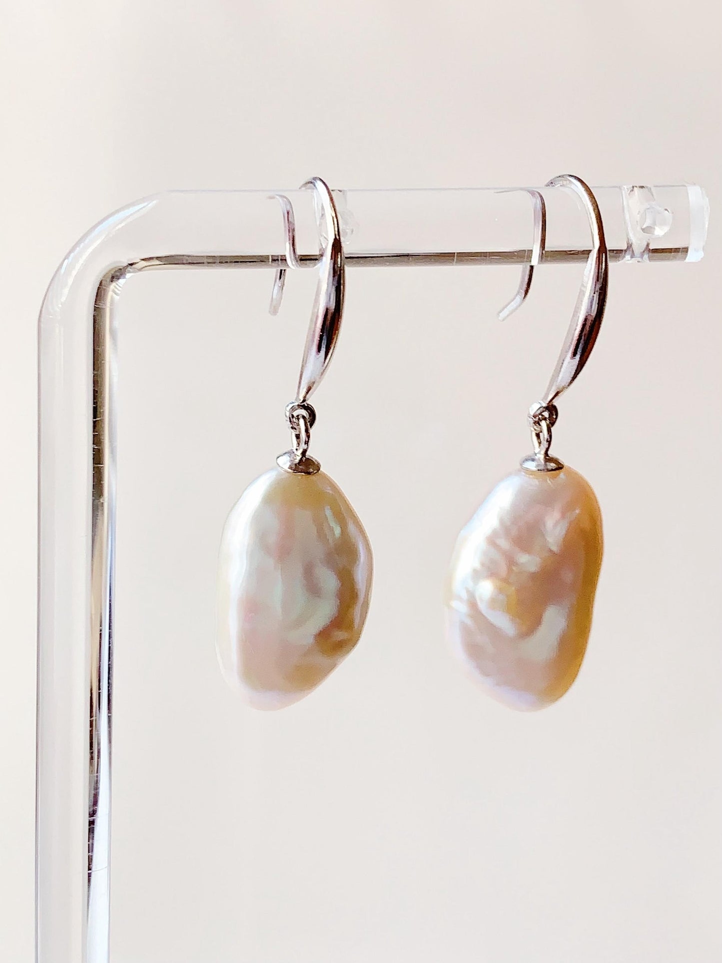 19mm Baroque Pearl Earrings: 18k Gold Plated Sterling Silver