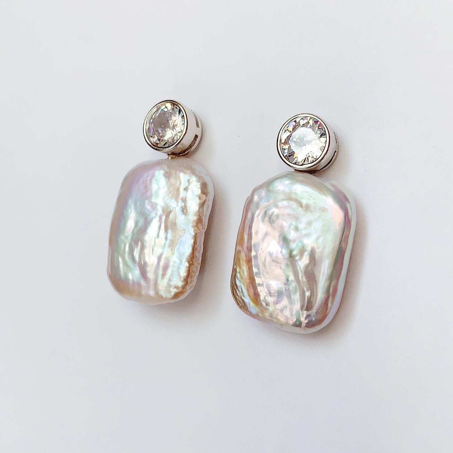 20mm Baroque Pearl Earrings: 18k Gold Plated Sterling Silver Studs