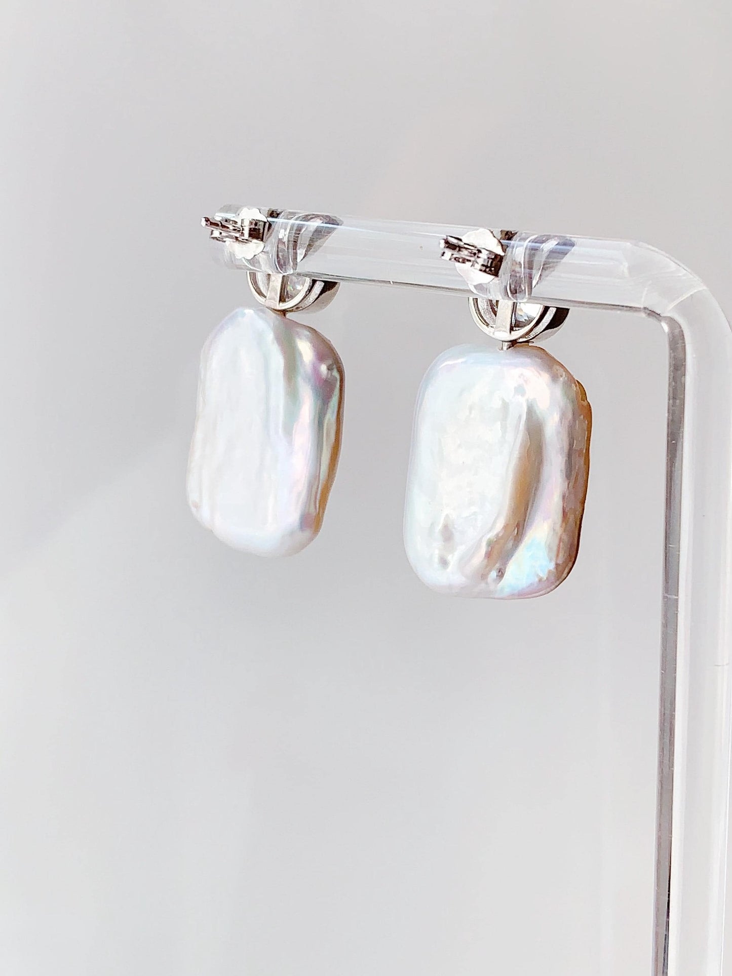 20mm Baroque Pearl Earrings: 18k Gold Plated Sterling Silver Studs
