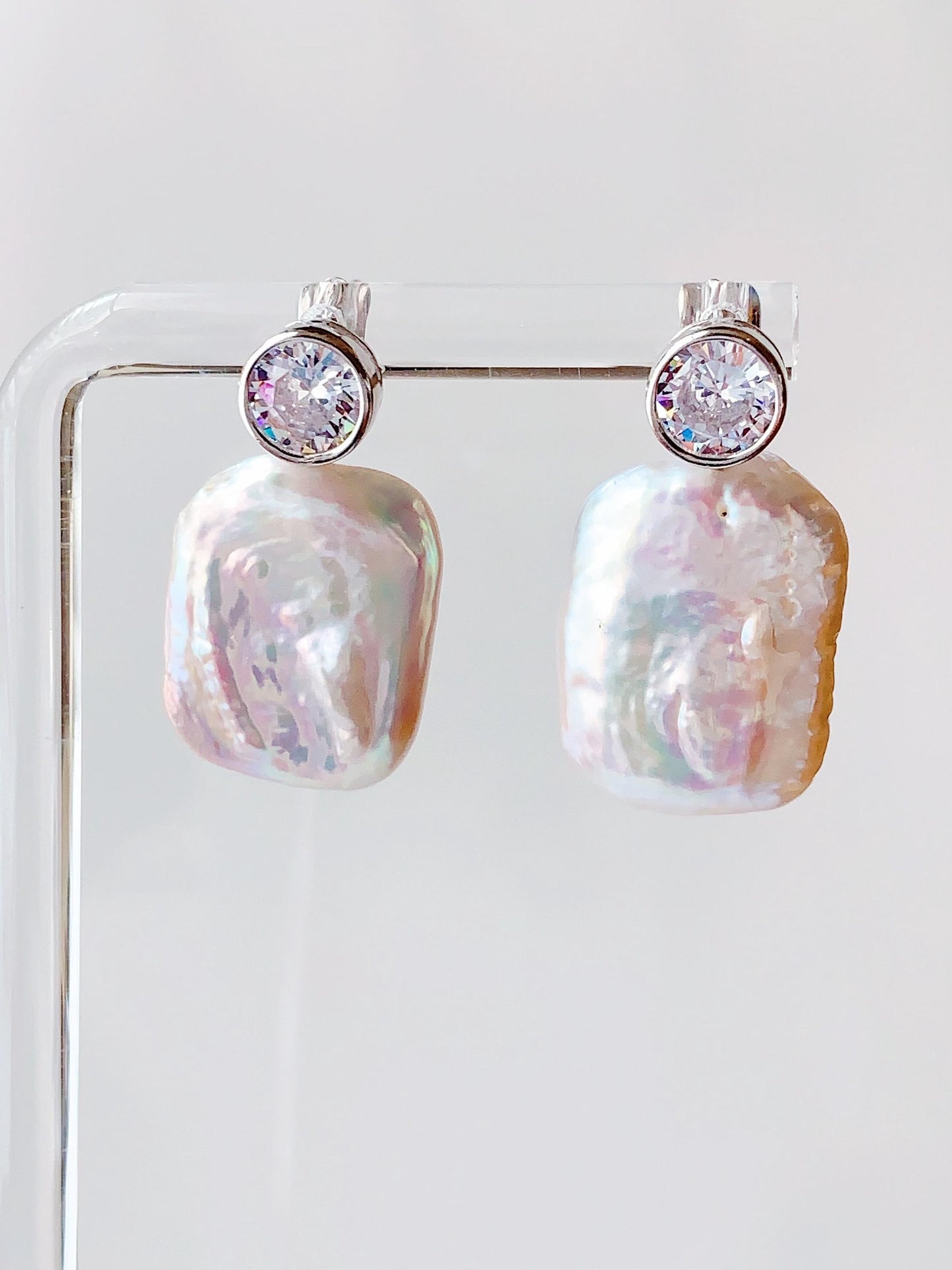 20mm Baroque Pearl Earrings: 18k Gold Plated Sterling Silver Studs