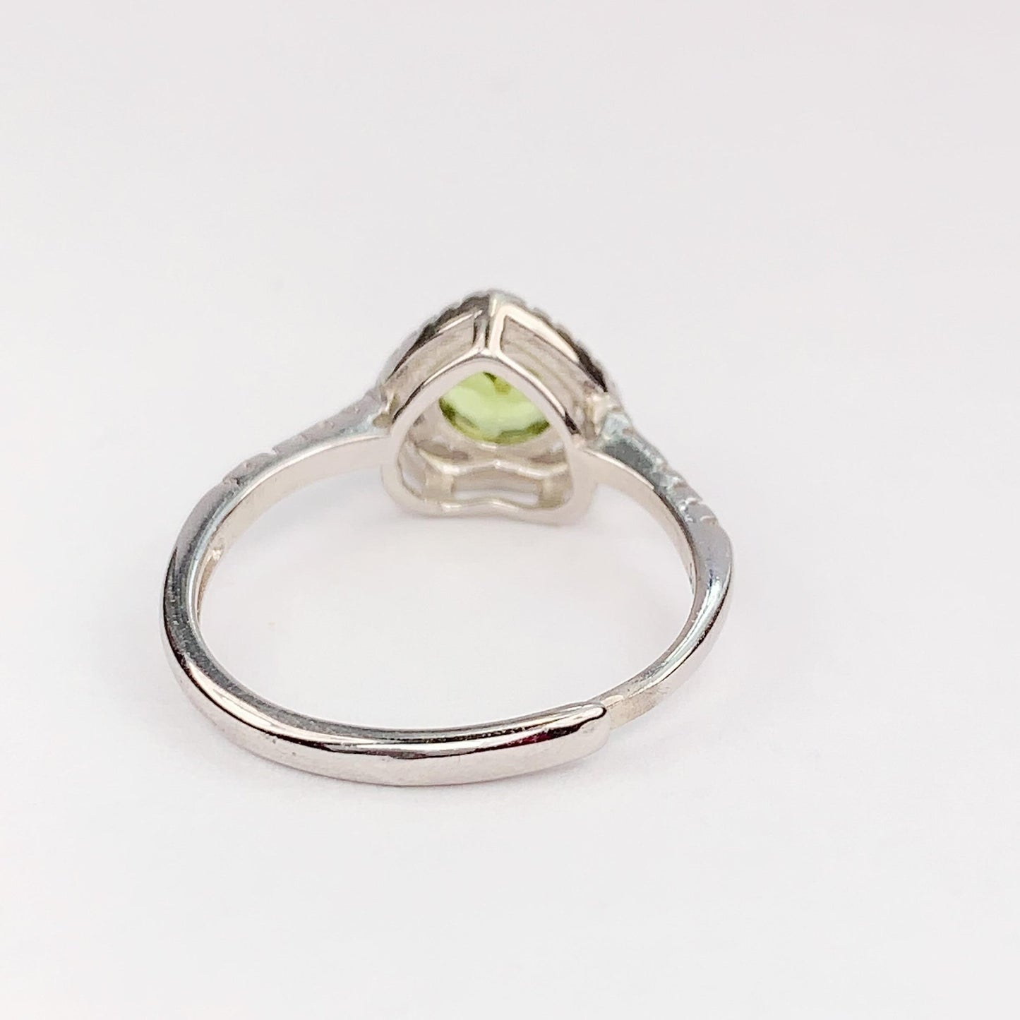 Green Peridot Ring: 18K Gold Plated Sterling Silver, Adjustable