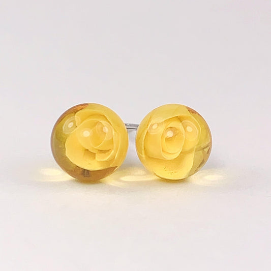 Beeswax Flower Earrings: 18k Gold Plated Sterling Silver Studs