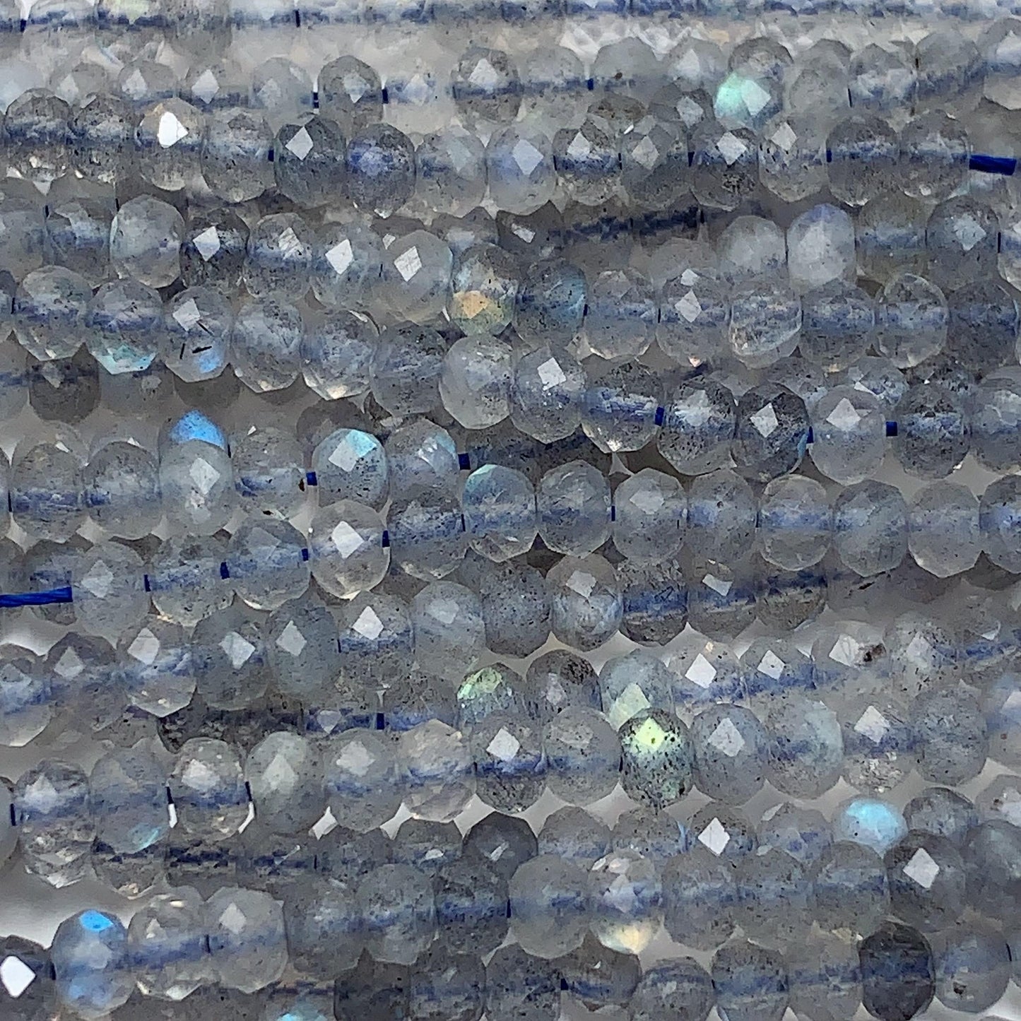 3x4mm Grade AAA Natural Blue Gray Labradorite Faceted Rondelle Beads 15.5" Strandba