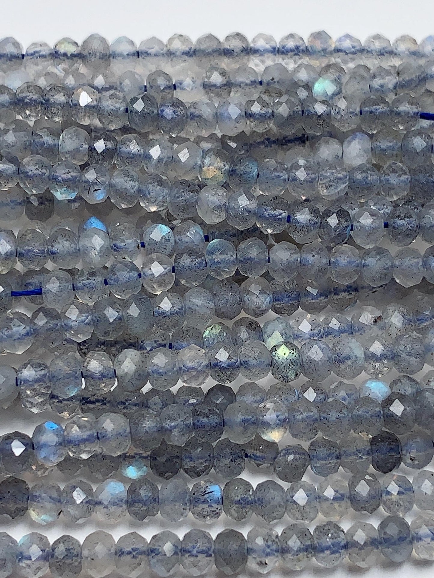 3x4mm Grade AAA Natural Blue Gray Labradorite Faceted Rondelle Beads 15.5" Strandba