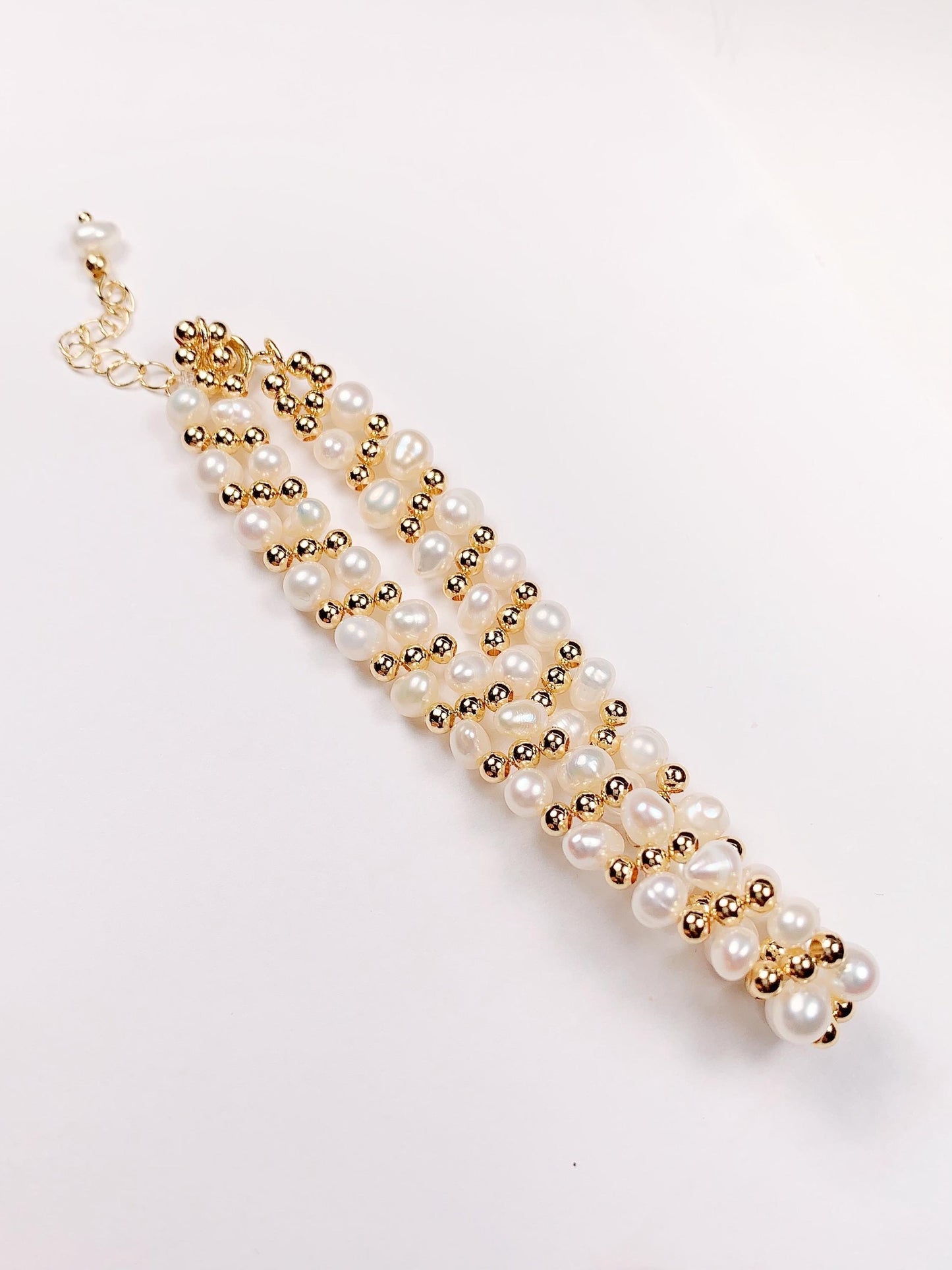 18k Gold Filled Pearl Jewelry Set: Freshwater Pearl Necklace, Bracelet & Earrings