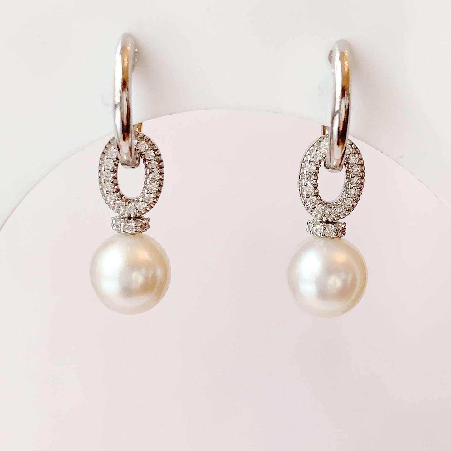 8.5mm Freshwater Pearl Earrings: Sterling Silver, Zircon Accent