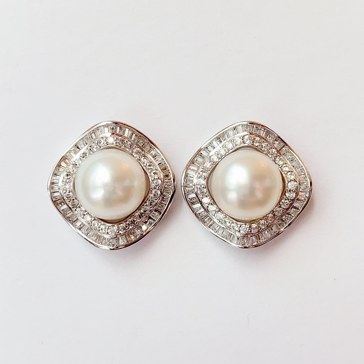 8mm High Quality Natural Freshwater pearls 18k White Gold Plated S 925 Sterling Silver Earrings ear stud