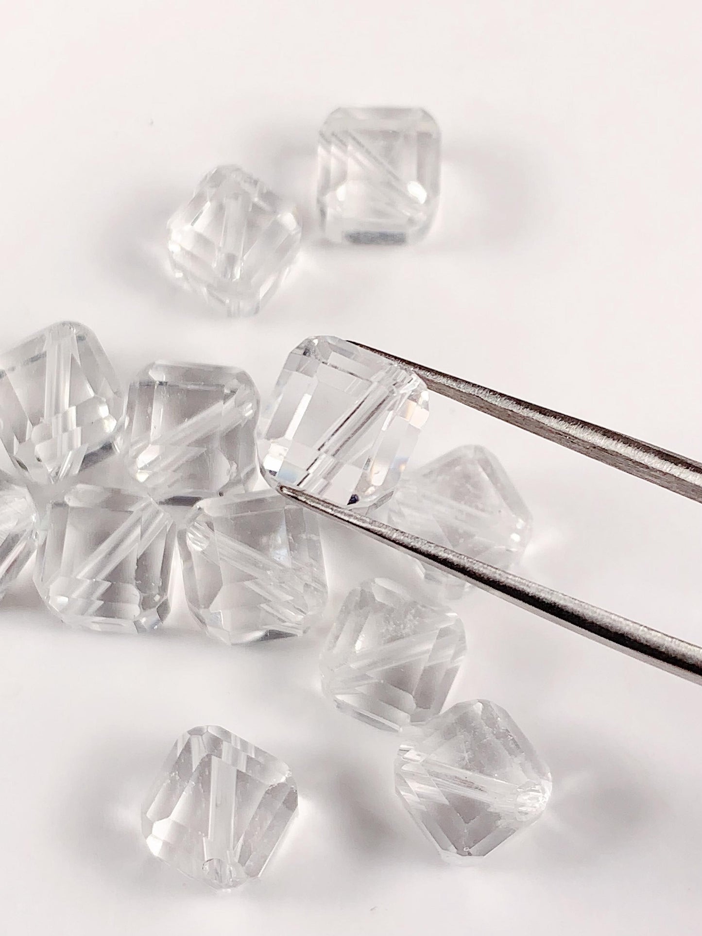 8mm Natural Clear White Quartz Rock Crystal beads Loose Gems Gemstone Square cut