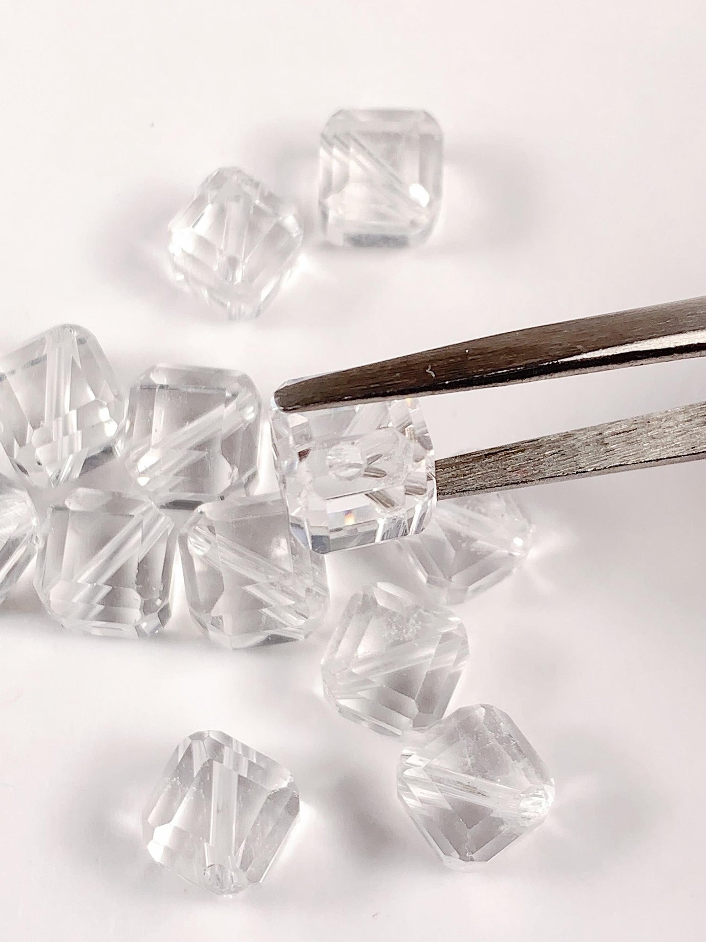 8mm Natural Clear White Quartz Rock Crystal beads Loose Gems Gemstone Square cut