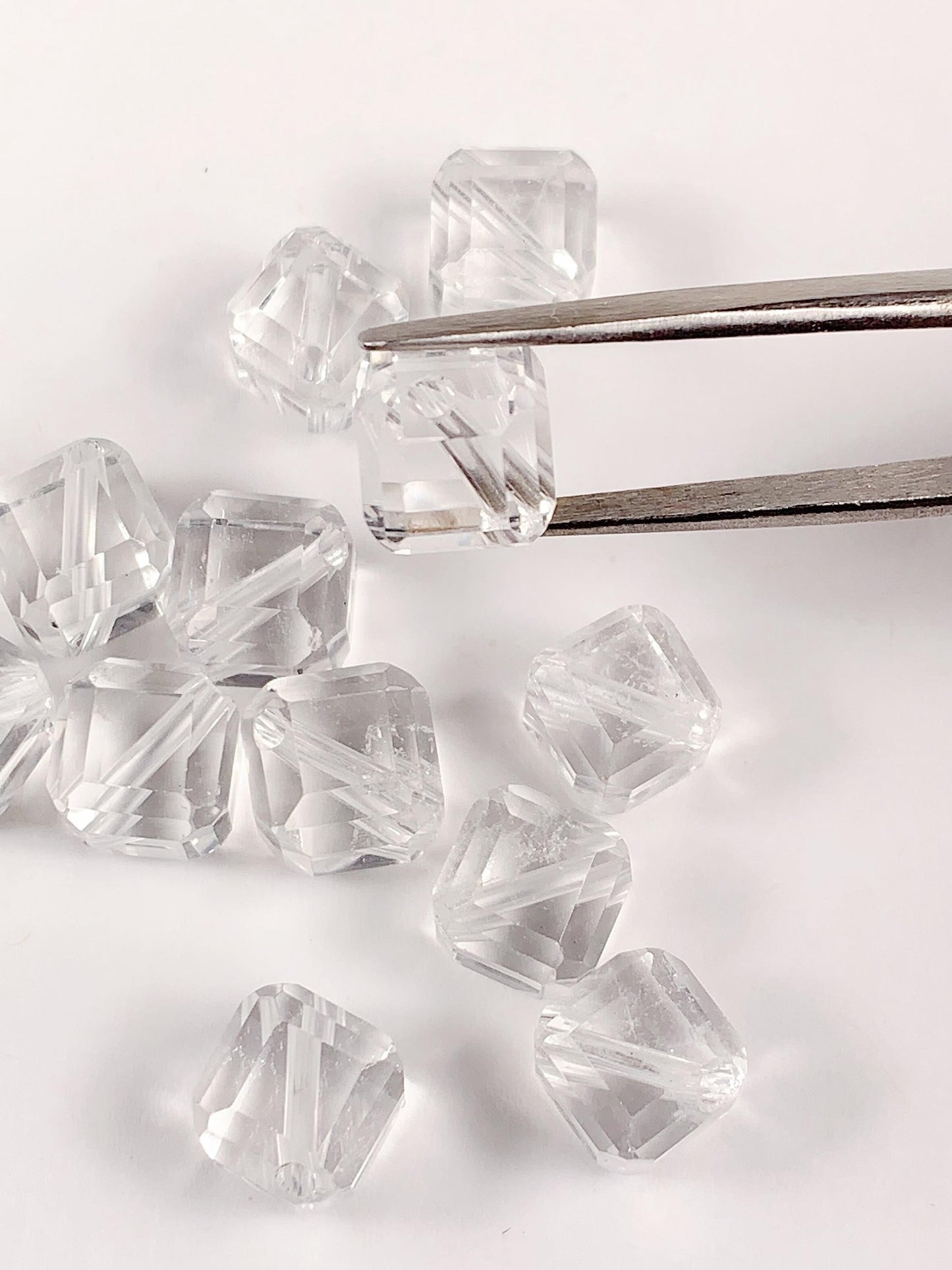 8mm Natural Clear White Quartz Rock Crystal beads Loose Gems Gemstone Square cut