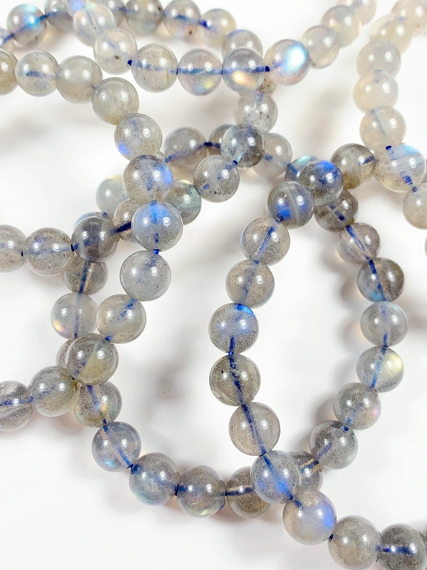 AAA+ Labradorite Bracelet: 8mm Smooth Round Gemstone