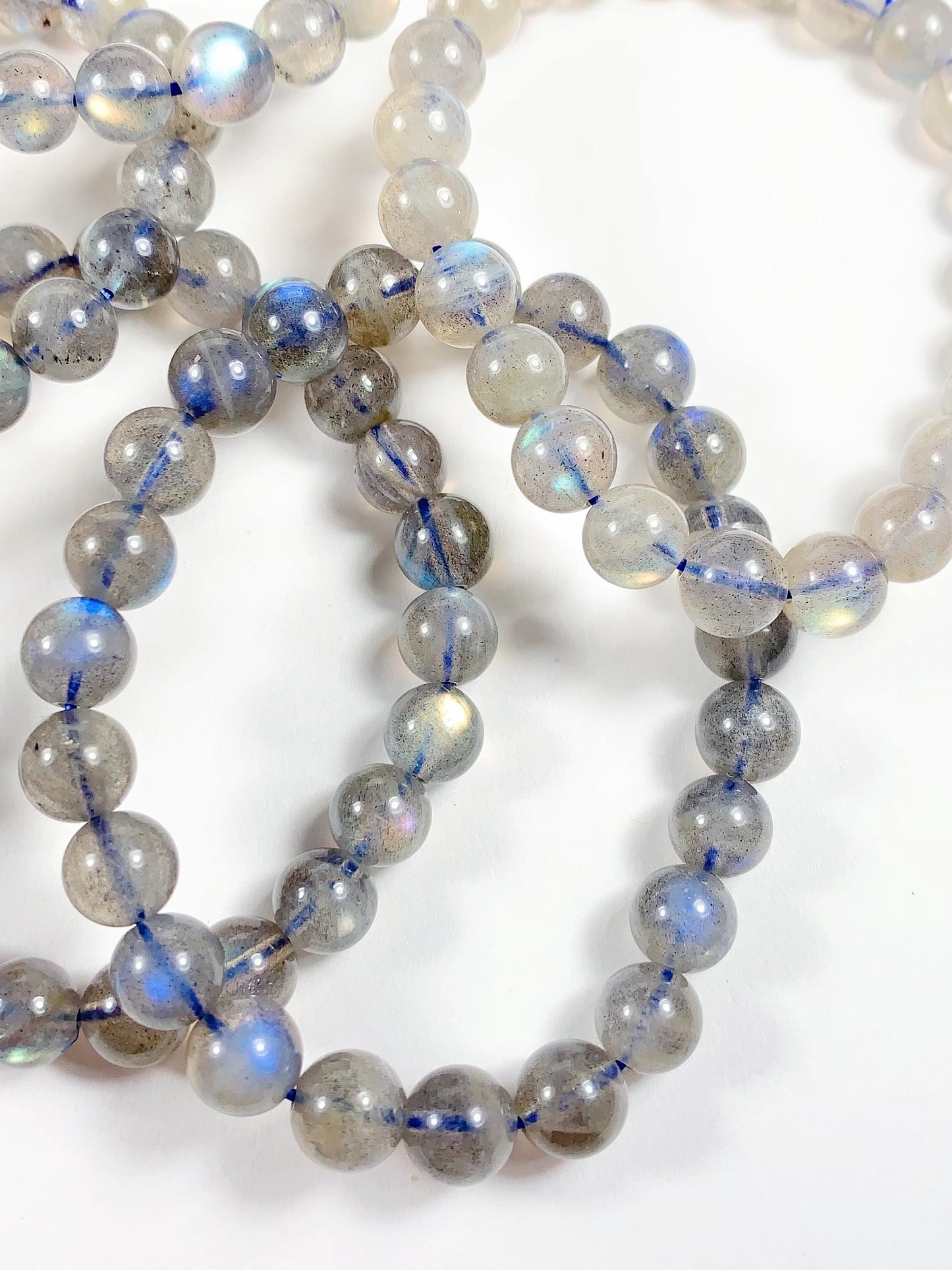 AAA+ Labradorite Bracelet: 8mm Smooth Round Gemstone