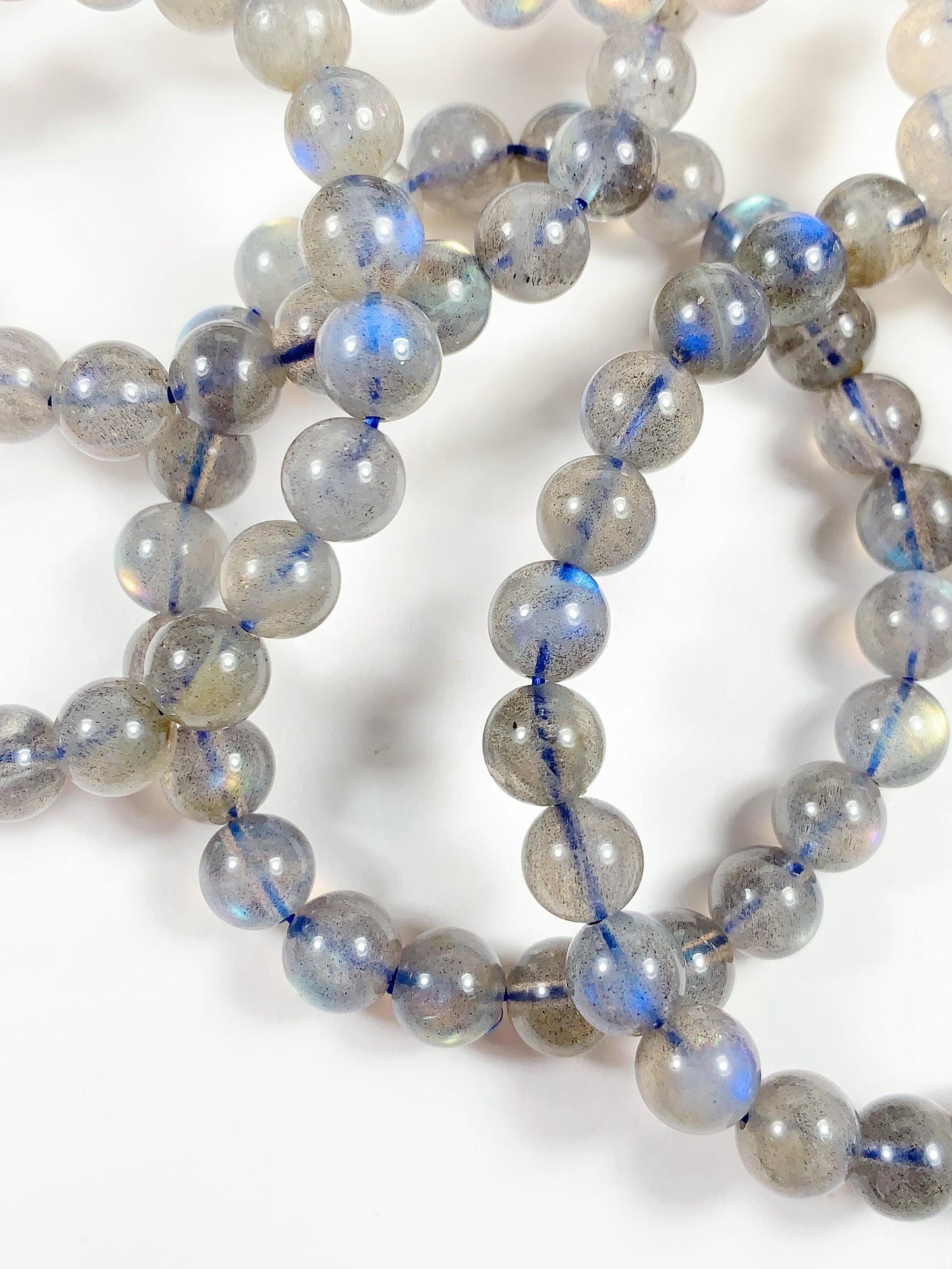 AAA+ Labradorite Bracelet: 8mm Smooth Round Gemstone