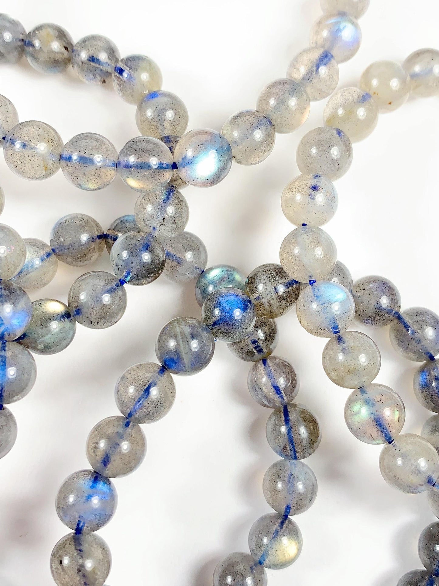 AAA+ Labradorite Bracelet: 8mm Smooth Round Gemstone