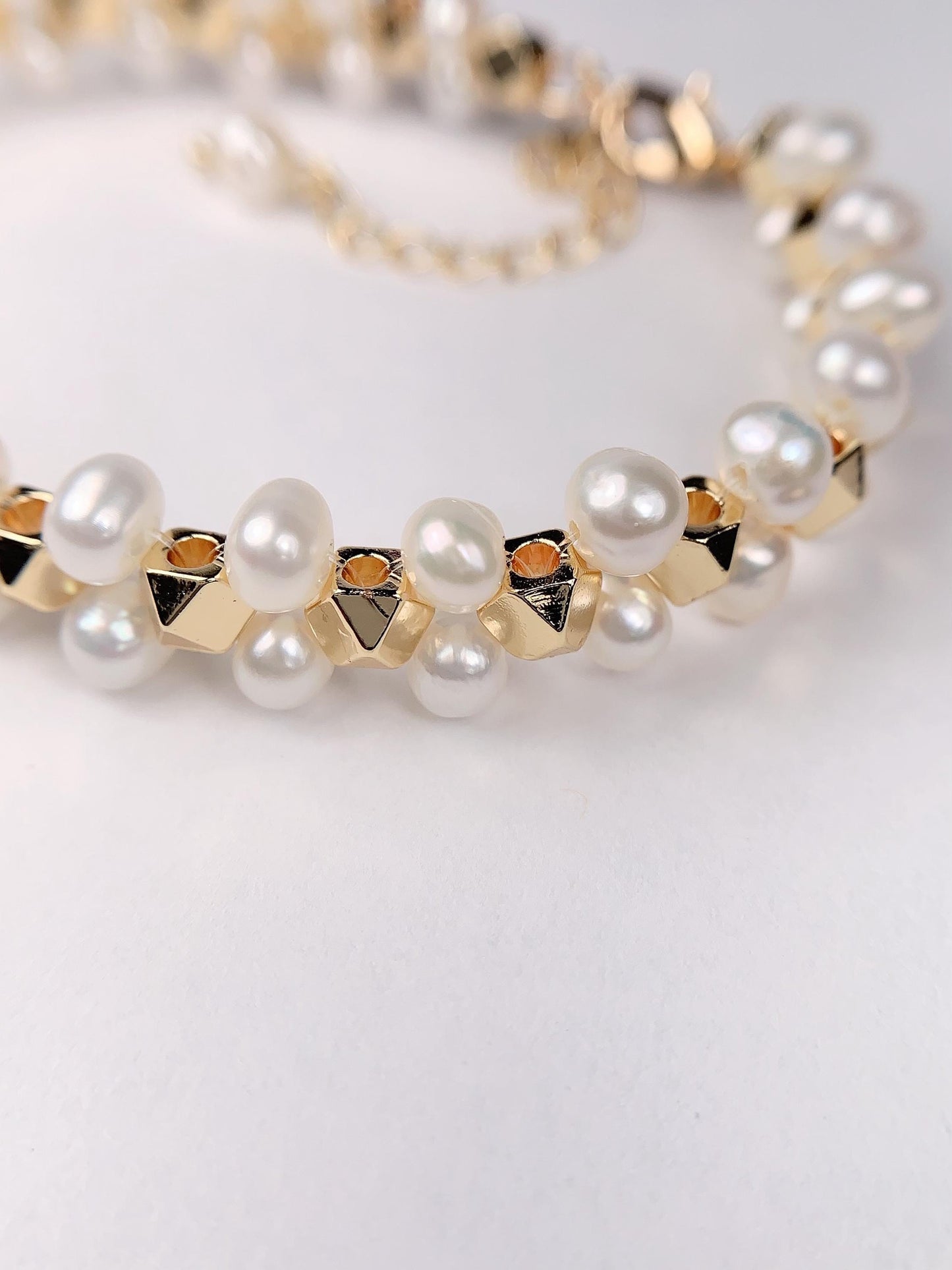 18k Gold Filled Freshwater Pearl Jewelry Set: Necklace, Bracelet & Earrings
