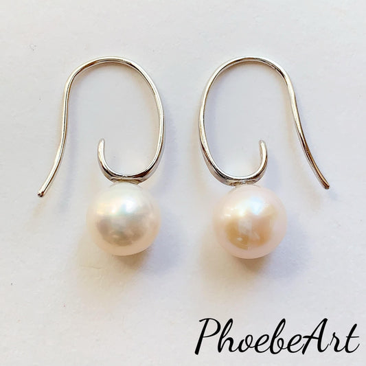 9mm Freshwater Pearl Earrings: 18k Gold Plated Sterling Silver