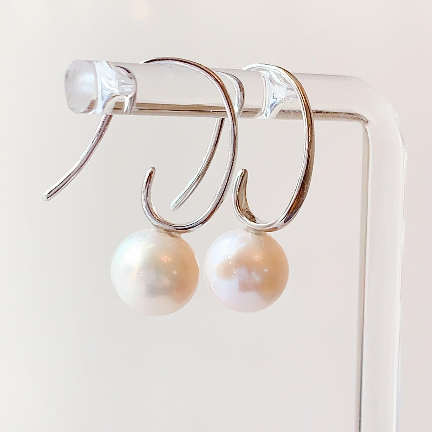 9mm Freshwater Pearl Earrings: 18k Gold Plated Sterling Silver