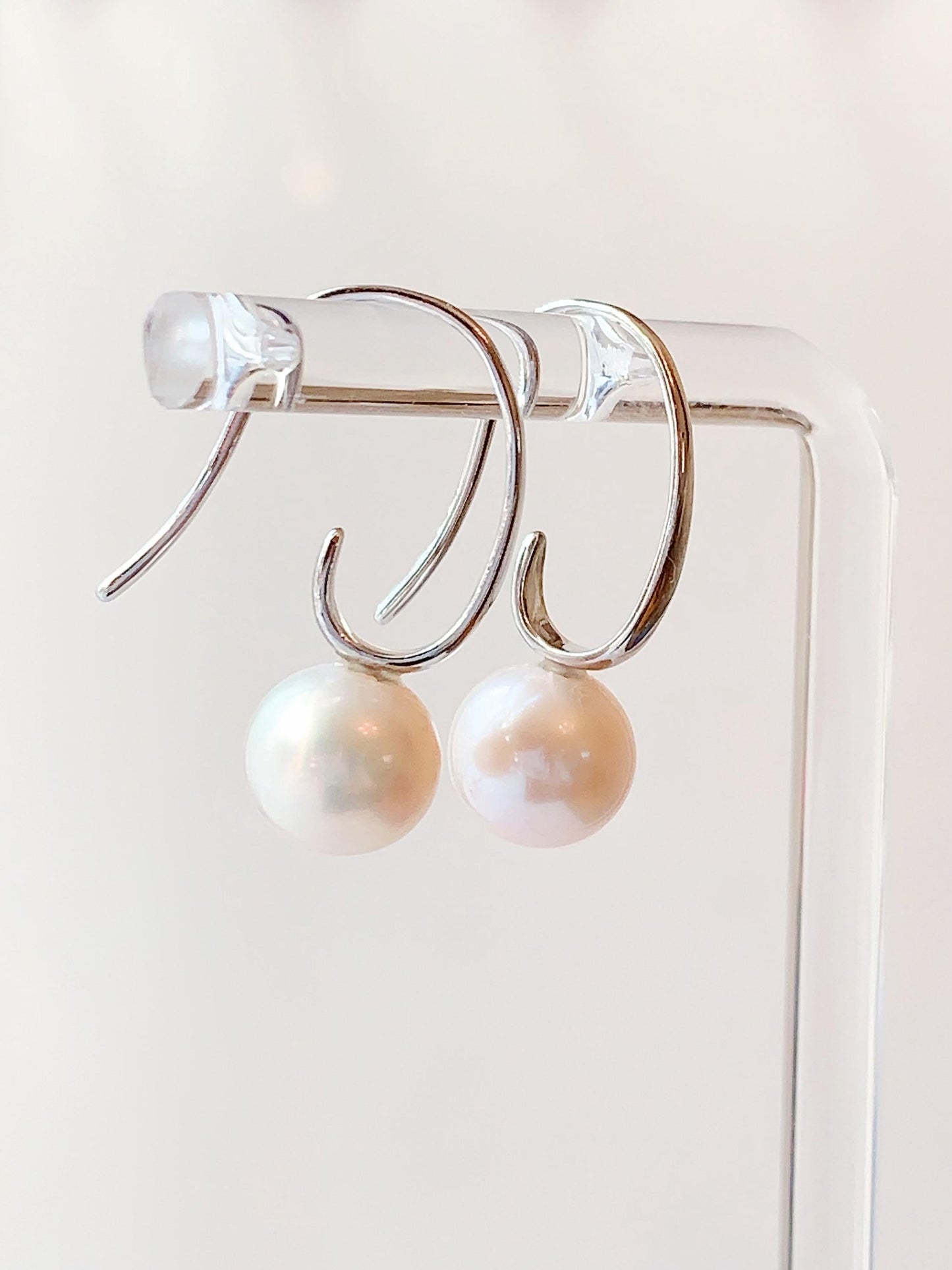 9mm Freshwater Pearl Earrings: 18k Gold Plated Sterling Silver