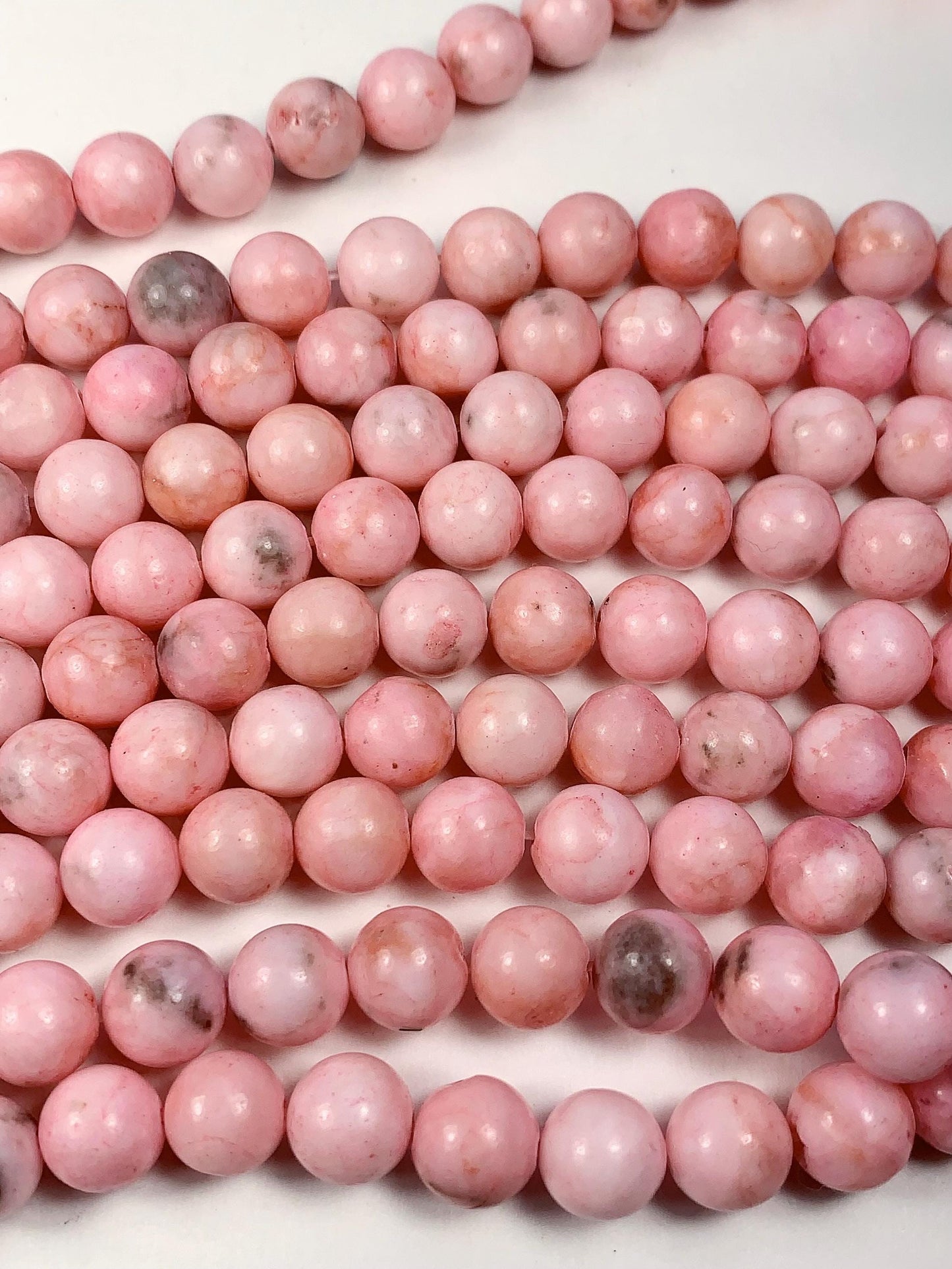 Pink Zebra Jasper Beads: 8mm Smooth Round Gemstone Strand