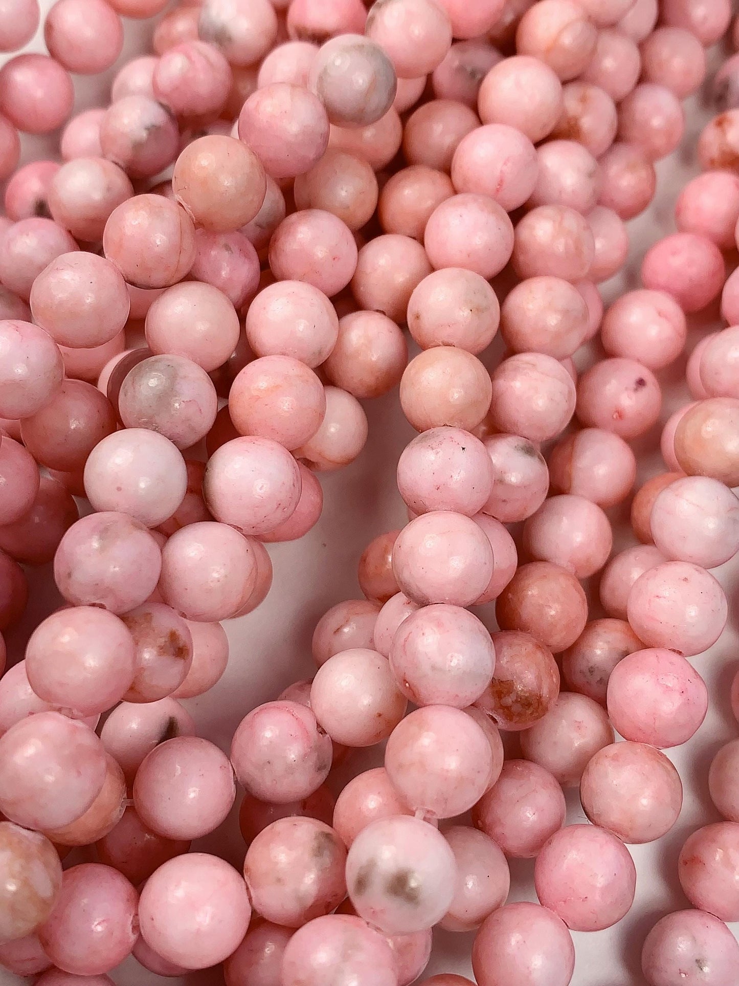 Pink Zebra Jasper Beads: 8mm Smooth Round Gemstone Strand
