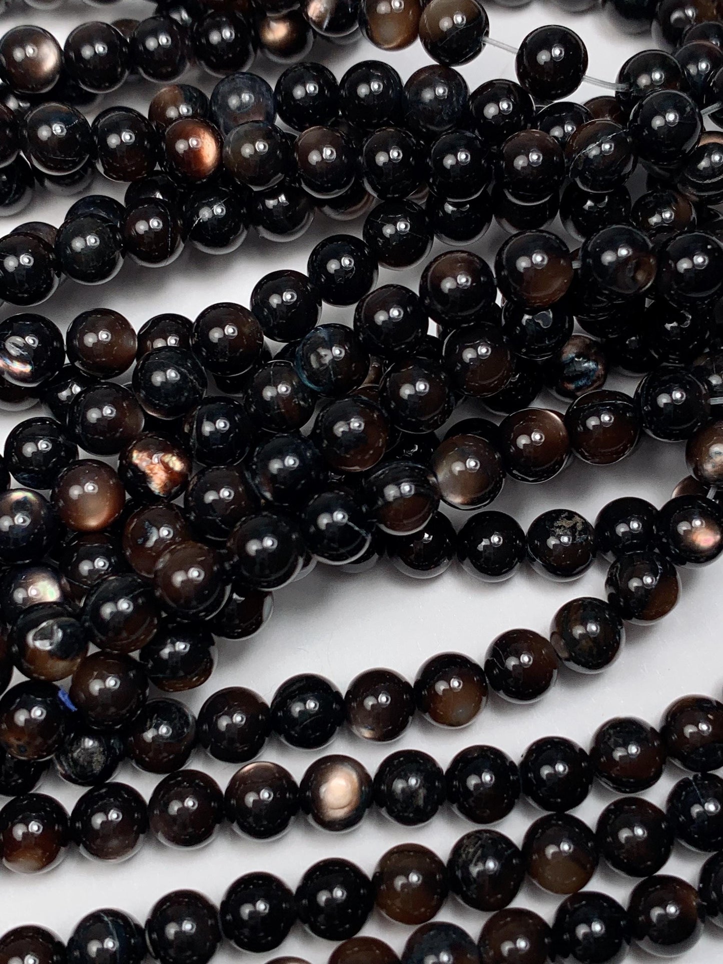 Black Mother of Pearl Beads: Deep Green Shell, 15.5" Strand
