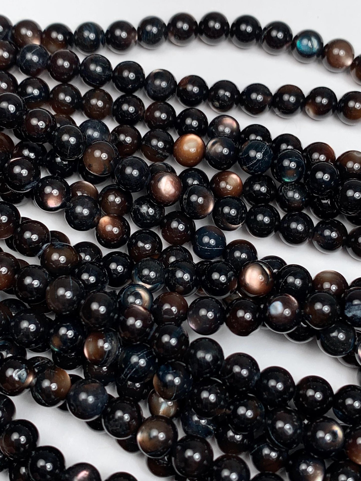 Black Mother of Pearl Beads: Deep Green Shell, 15.5" Strand