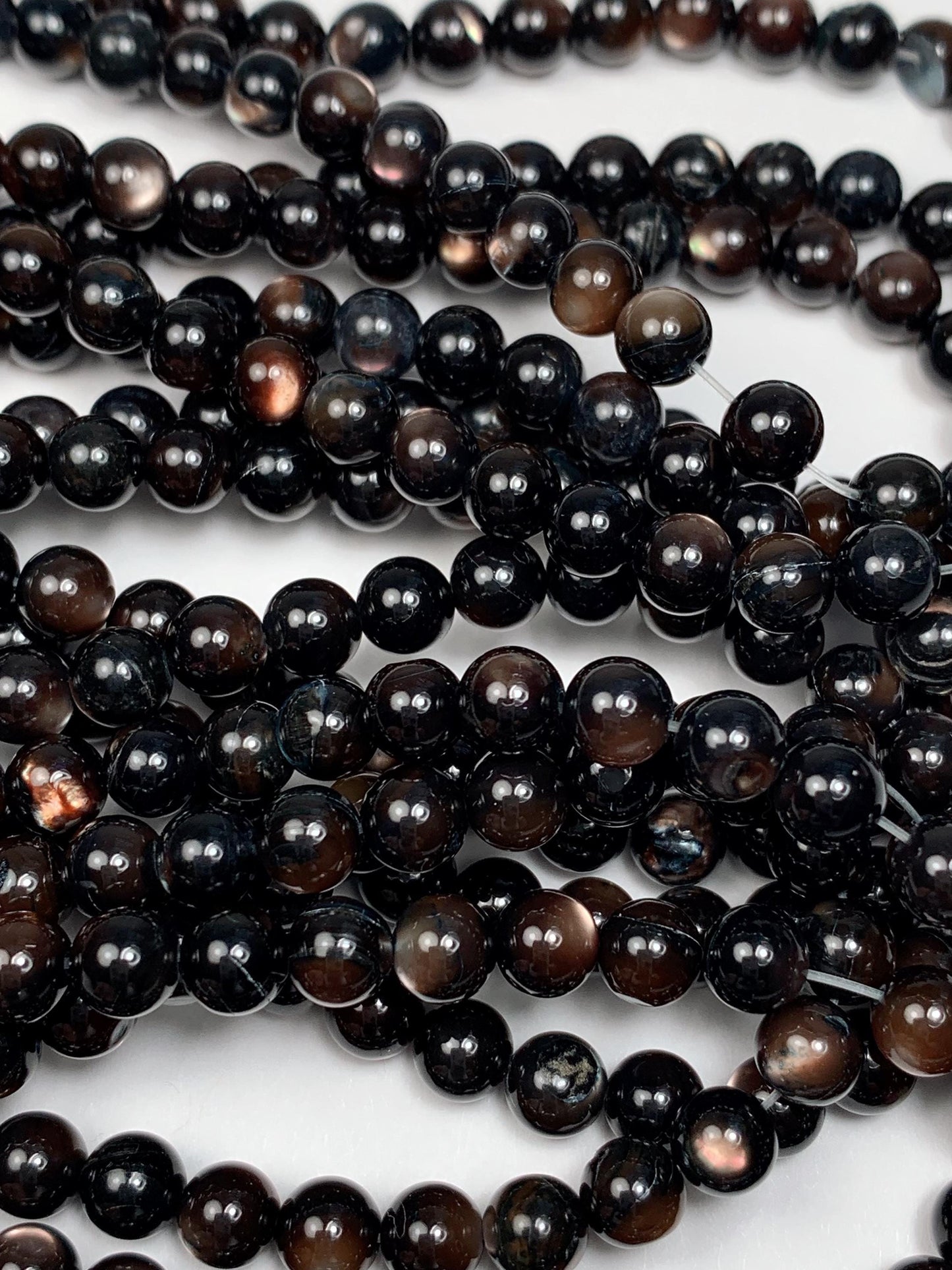 Black Mother of Pearl Beads: Deep Green Shell, 15.5" Strand