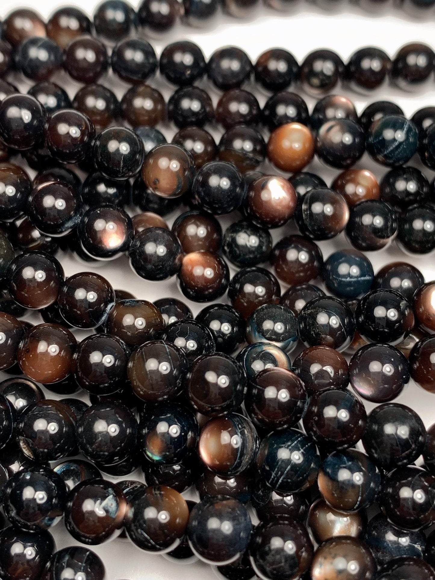 Black Mother of Pearl Beads: Deep Green Shell, 15.5" Strand