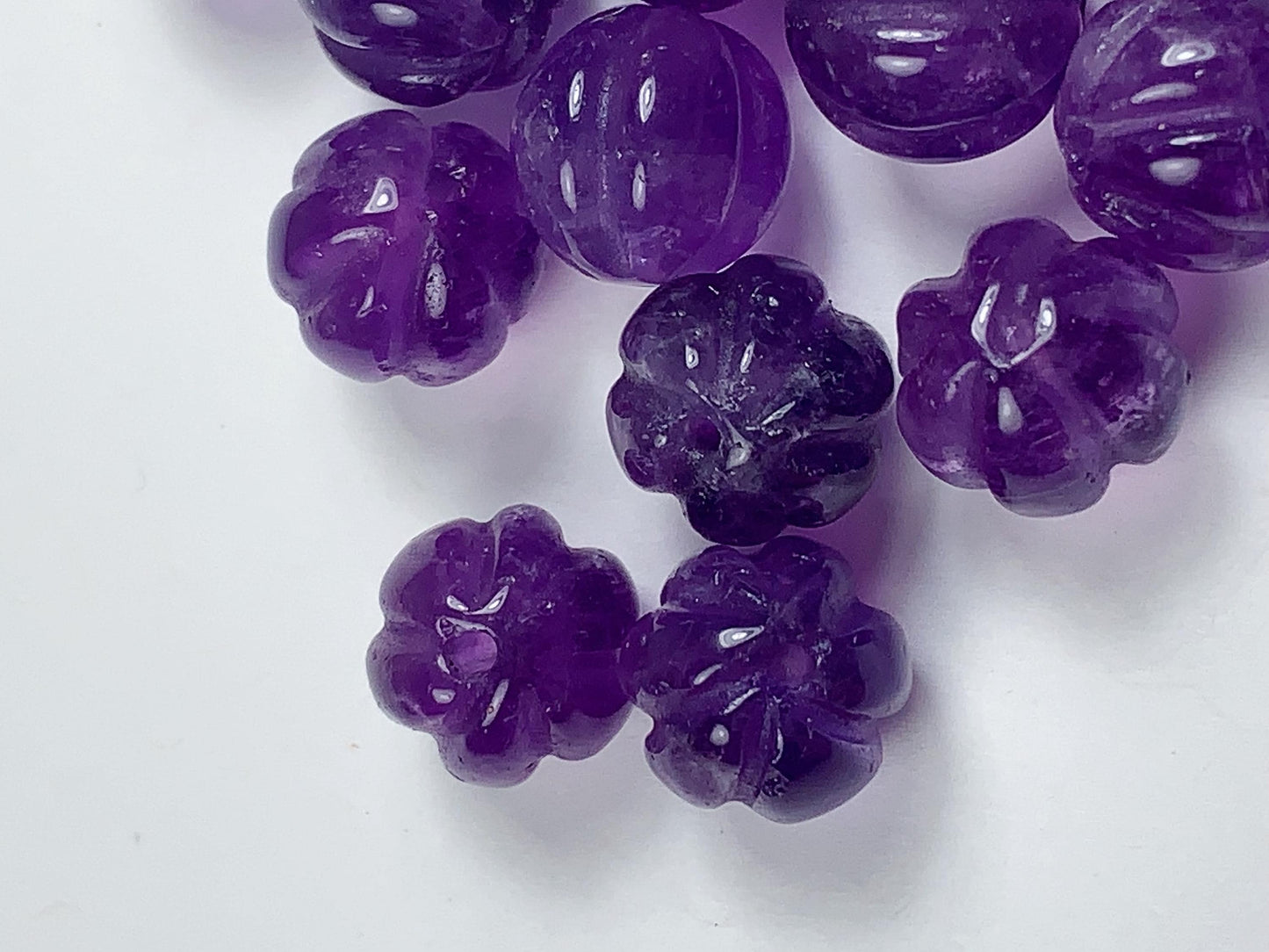 10mm Good Detail Carved  Natural Purple Amethyst Pumpkin beads Loose Gems Gemstone