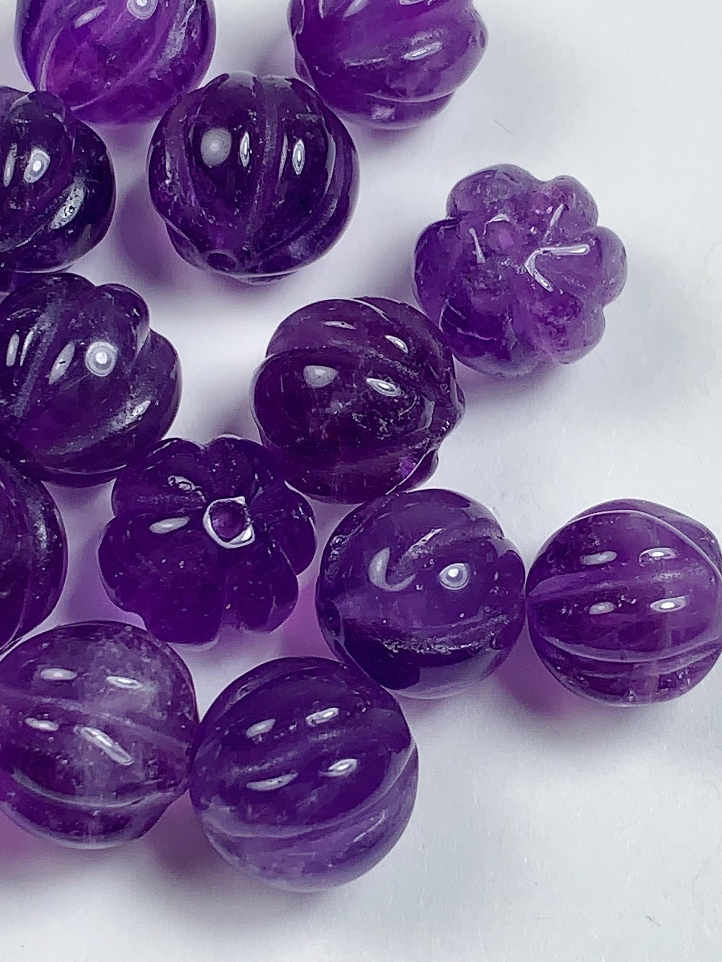 10mm Good Detail Carved  Natural Purple Amethyst Pumpkin beads Loose Gems Gemstone