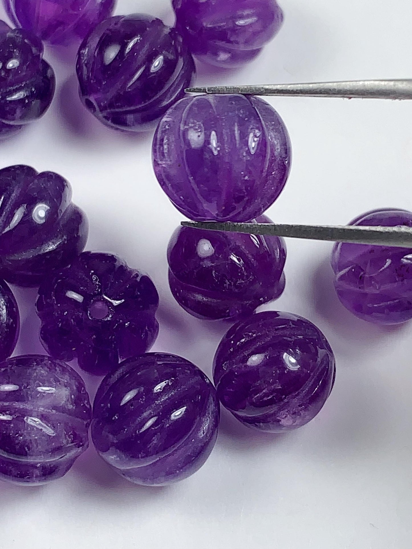 10mm Good Detail Carved  Natural Purple Amethyst Pumpkin beads Loose Gems Gemstone
