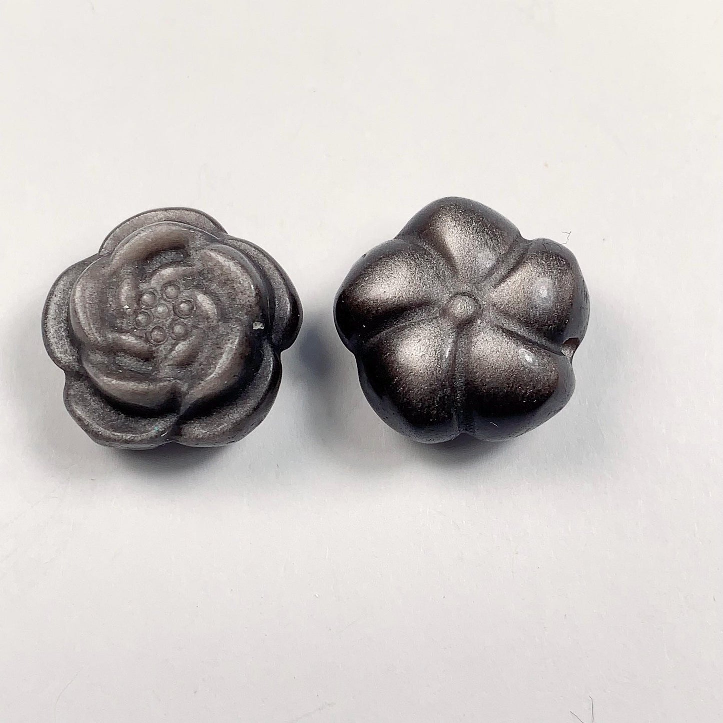 20mm Good Detail Carved  Natural Black Silver Obsidian Rose Flowers beads Loose Gems Gemstone