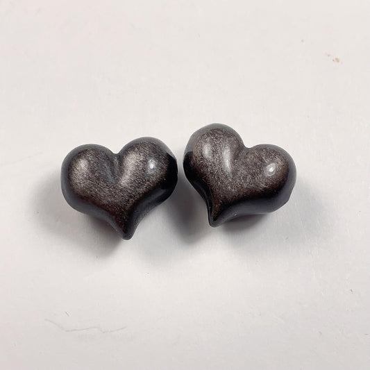 17mm Good Detail Carved  Natural Black Silver Obsidian Heart beads Loose Gems Gemstone