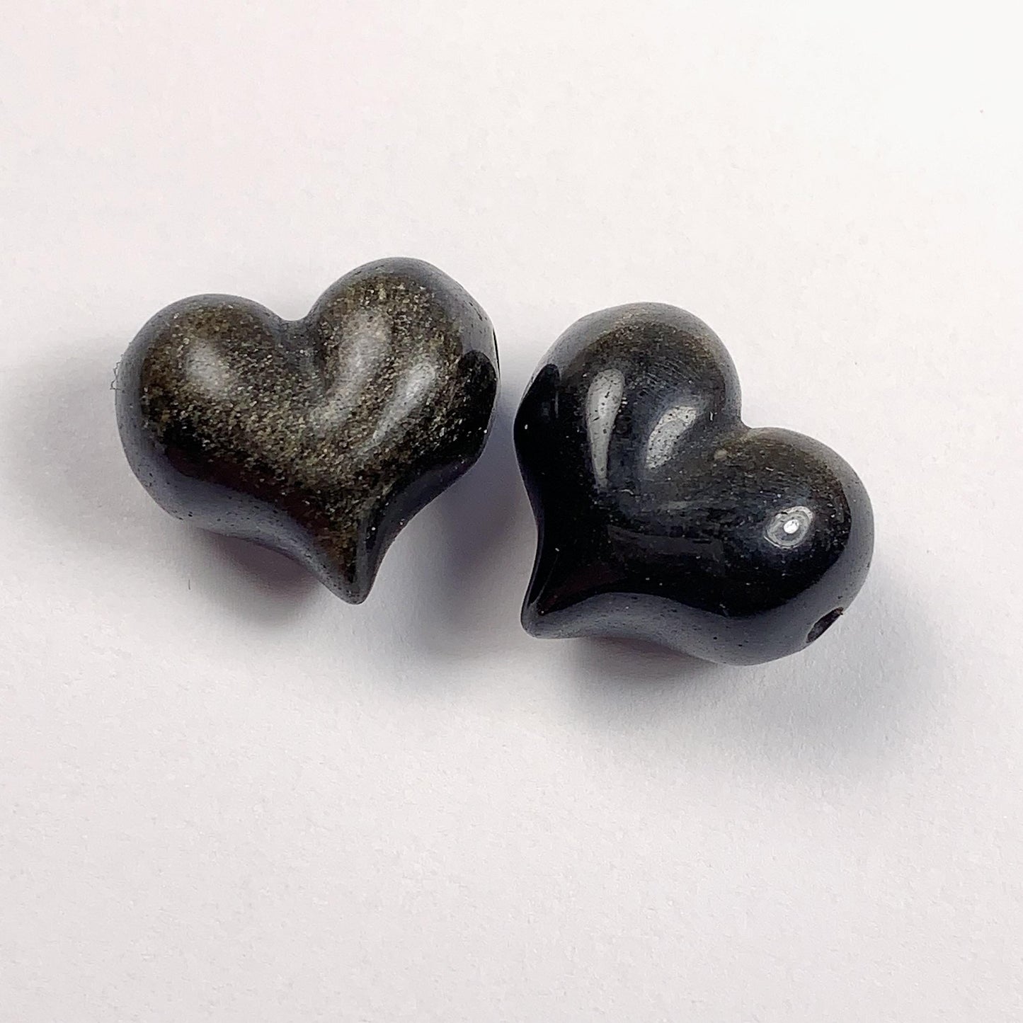 17mm Good Detail Carved  Natural Black Gold Golden Obsidian Heart beads Loose Gems Gemstone