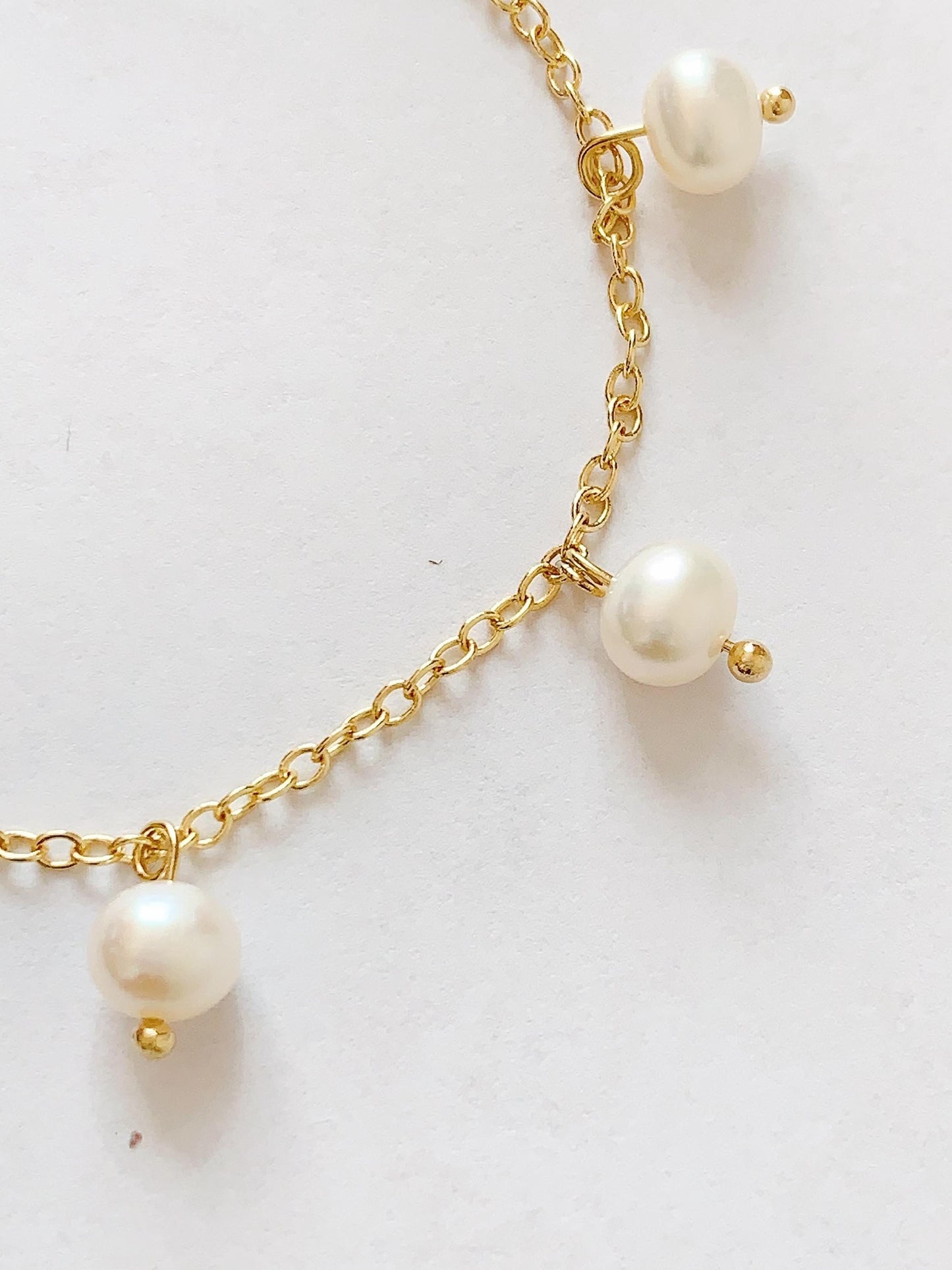 Freshwater Pearl Bracelet: 14K Gold Filled Chain, June Birthstone