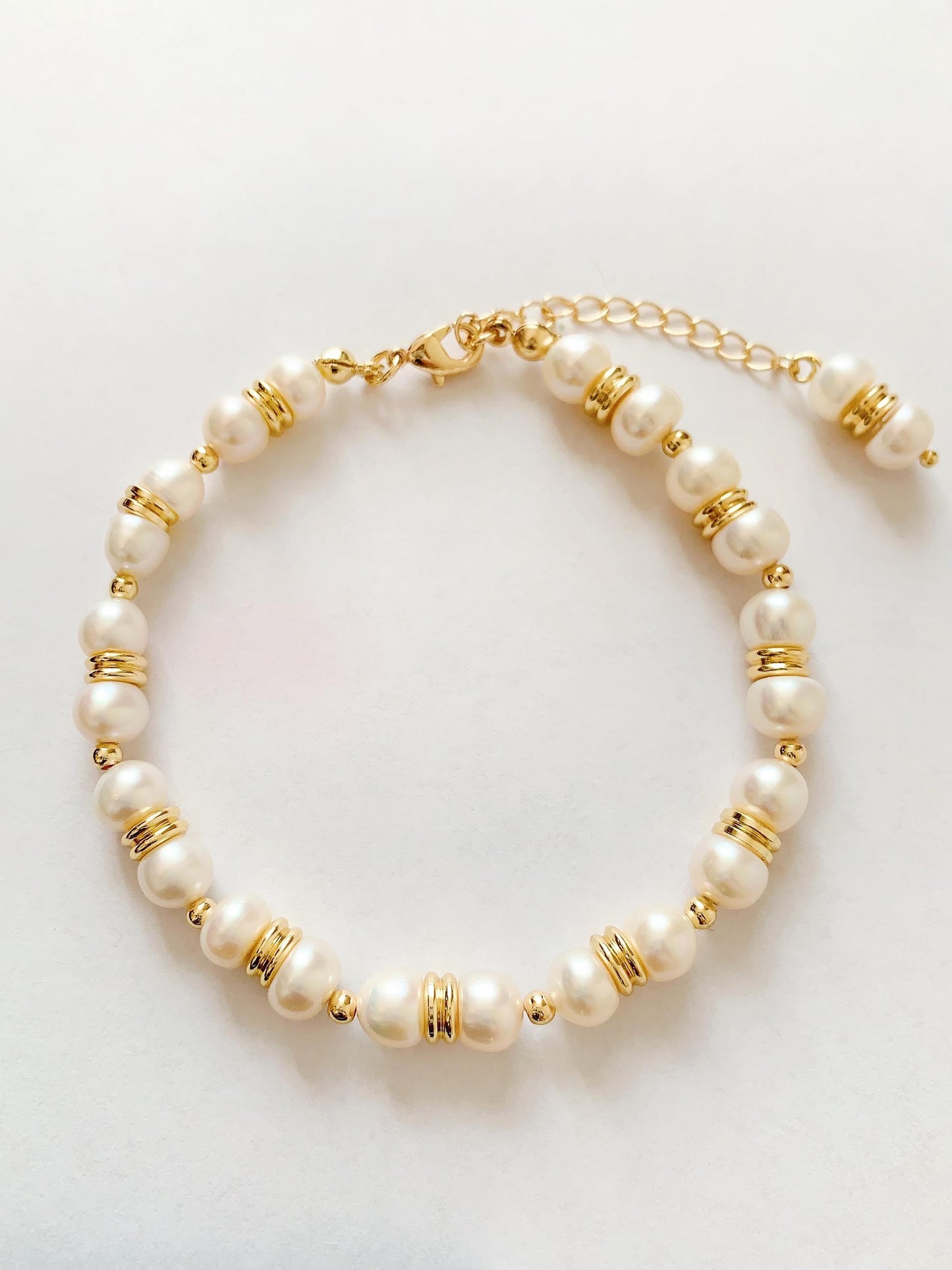 18k Gold Filled Freshwater Pearl Bracelet: Handmade Luster Jewelry