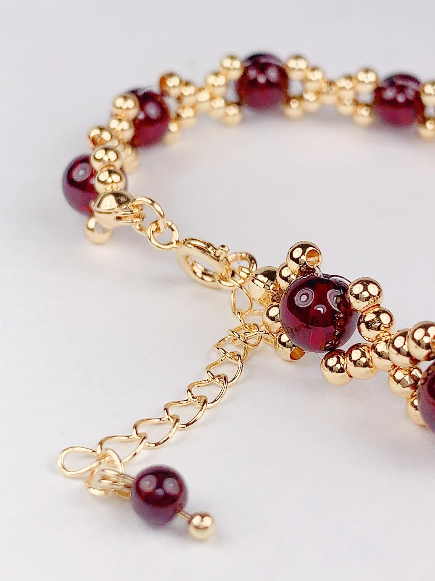 Natural Red Garnet 14K Gold Filled Bracelet: January Birthstone