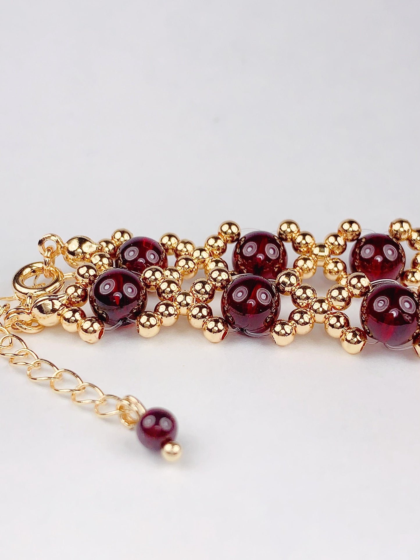 Natural Red Garnet 14K Gold Filled Bracelet: January Birthstone