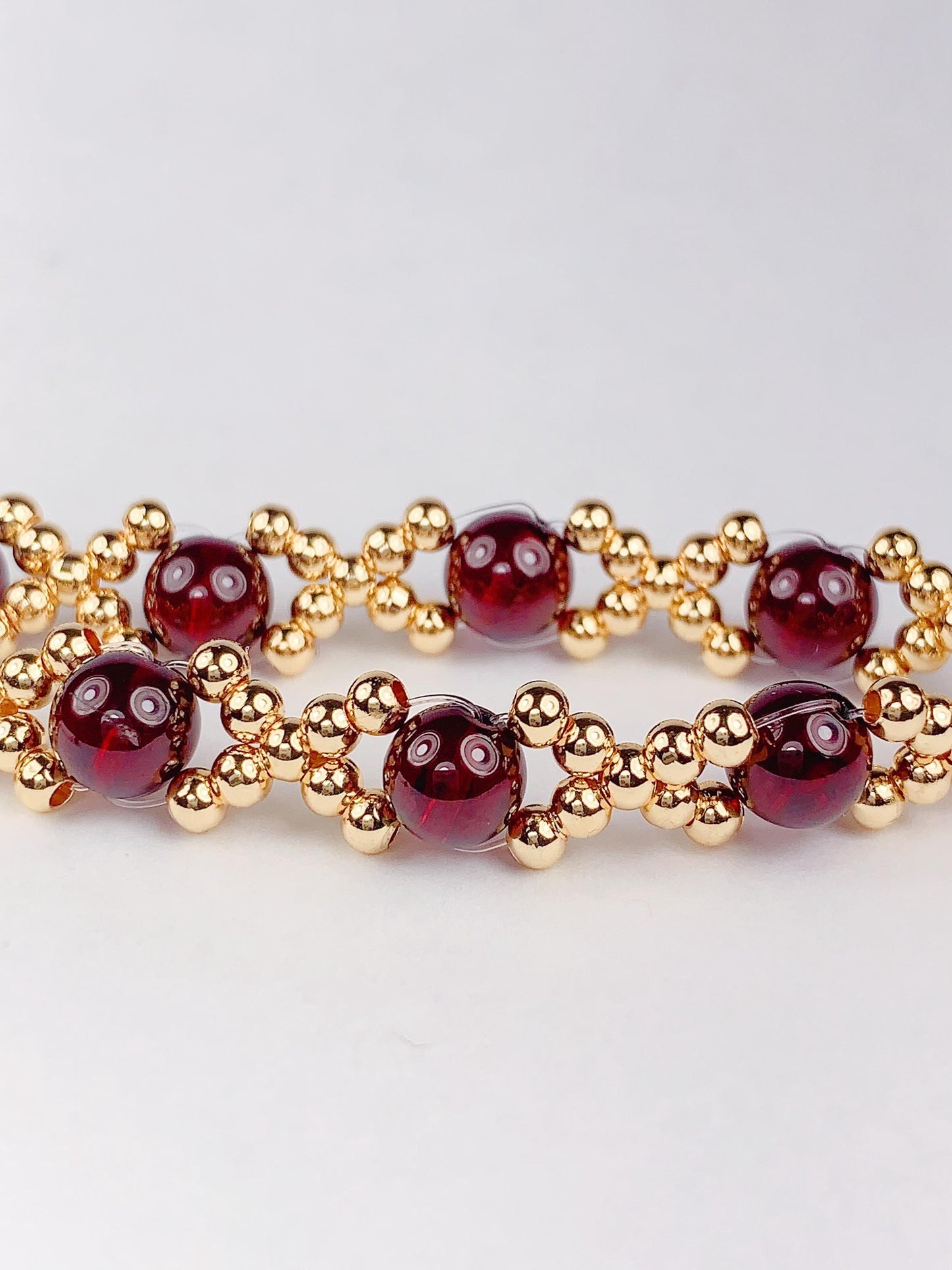 Natural Red Garnet 14K Gold Filled Bracelet: January Birthstone