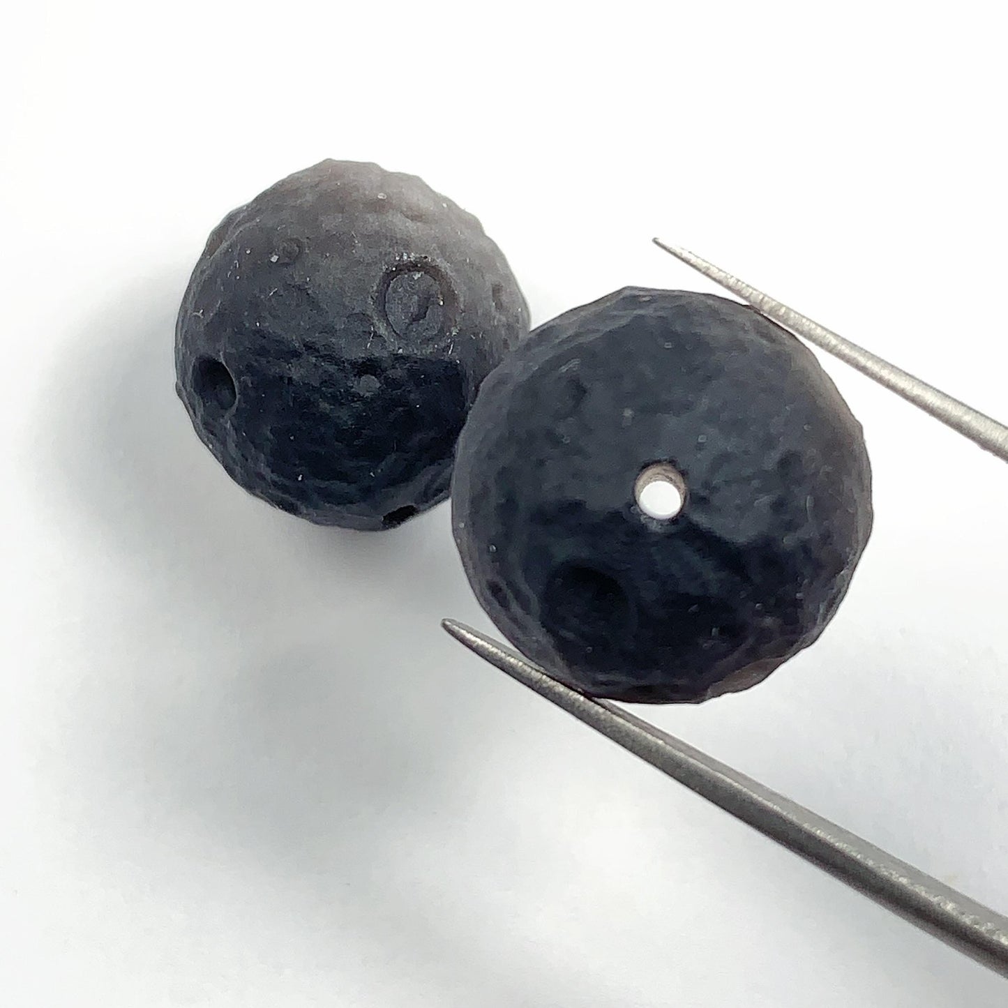 14mm Good Detail Carved  Natural Black silver Obsidian meteorite beads Loose Gems Gemstone