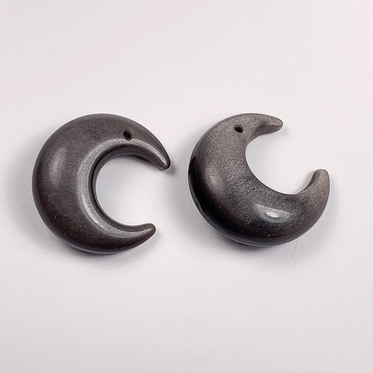 26mm  Good Detail Carved  Natural Black Silver Obsidian moon beads Loose Gems Gemstone