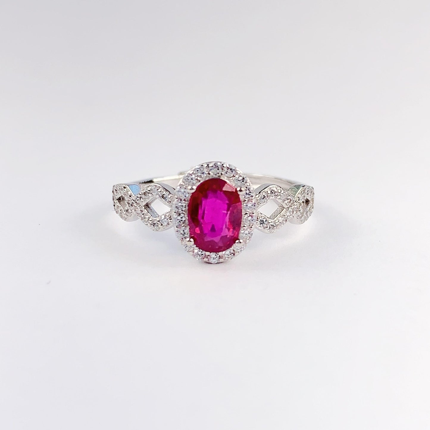 Oval Ruby Ring: 18K Gold Plated Sterling Silver, Adjustable Size