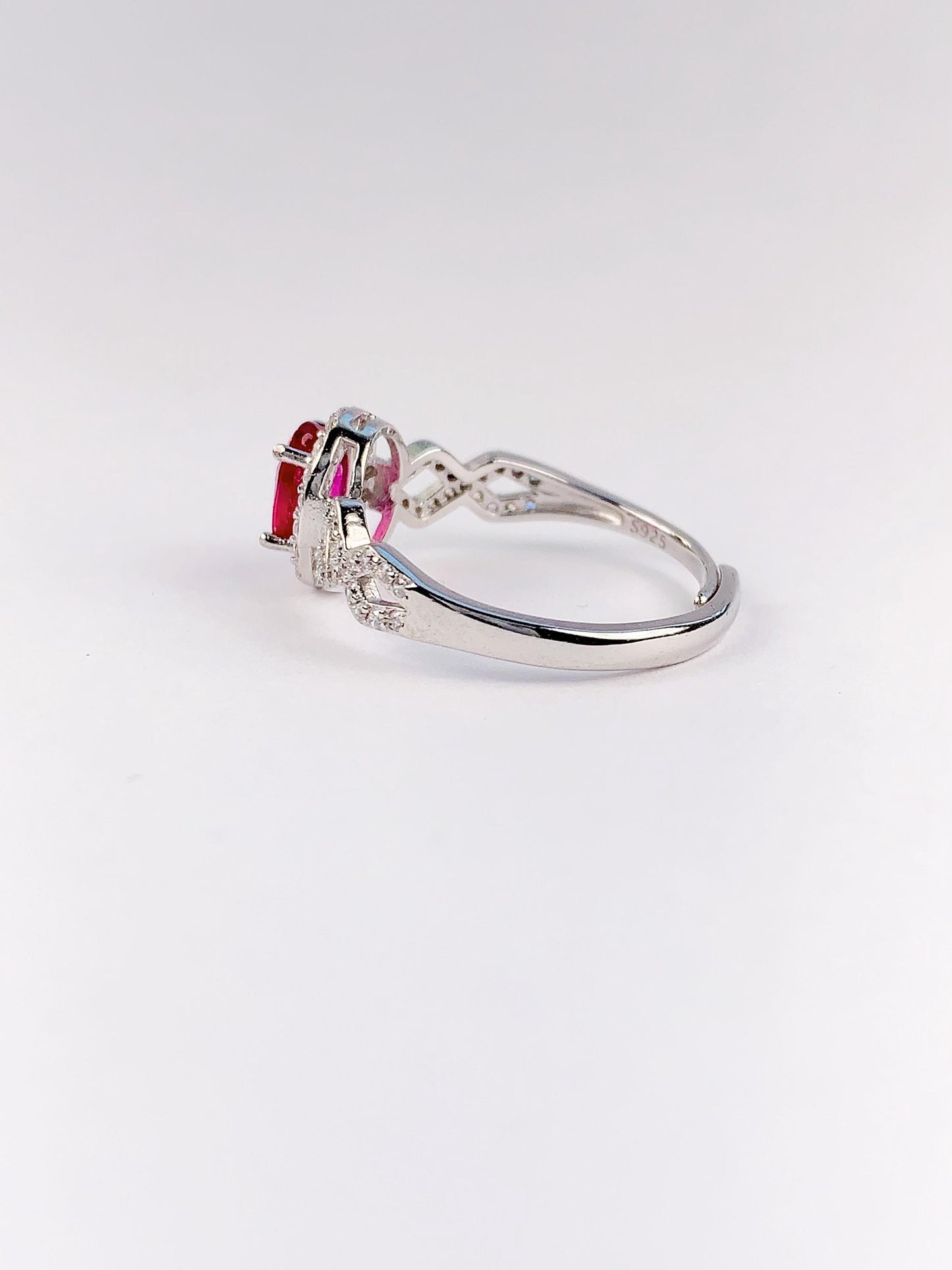 Oval Ruby Ring: 18K Gold Plated Sterling Silver, Adjustable Size
