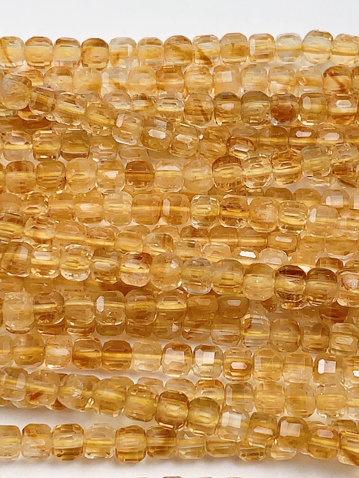 3mm AAA Natural Yellow Citrine Faceted Cube Square Beads  15.5" Strand