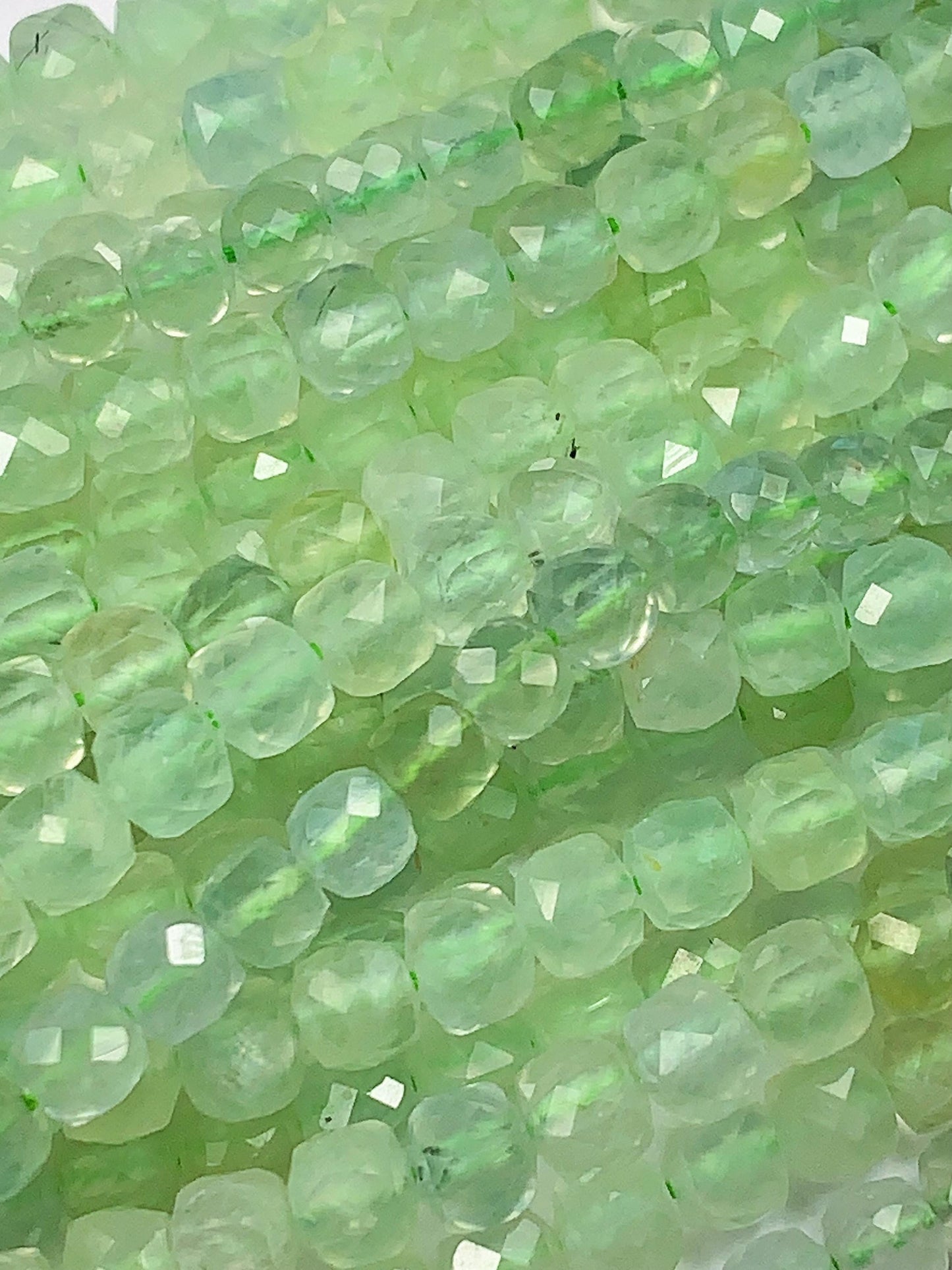 4.5mm+ high quality Genuine Natural green  Prehnite Faceted Cube Square Beads 15.5" Strand