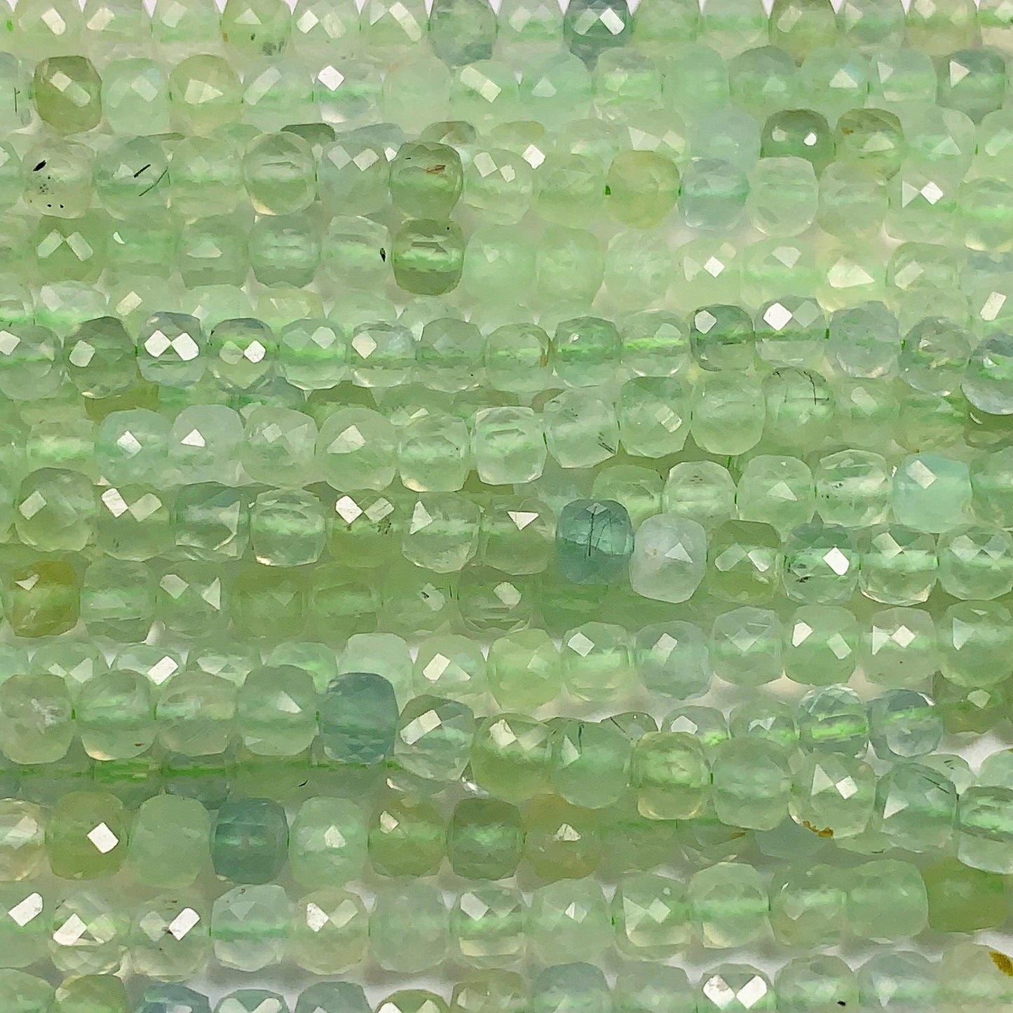 4.5mm+ high quality Genuine Natural green  Prehnite Faceted Cube Square Beads 15.5" Strand