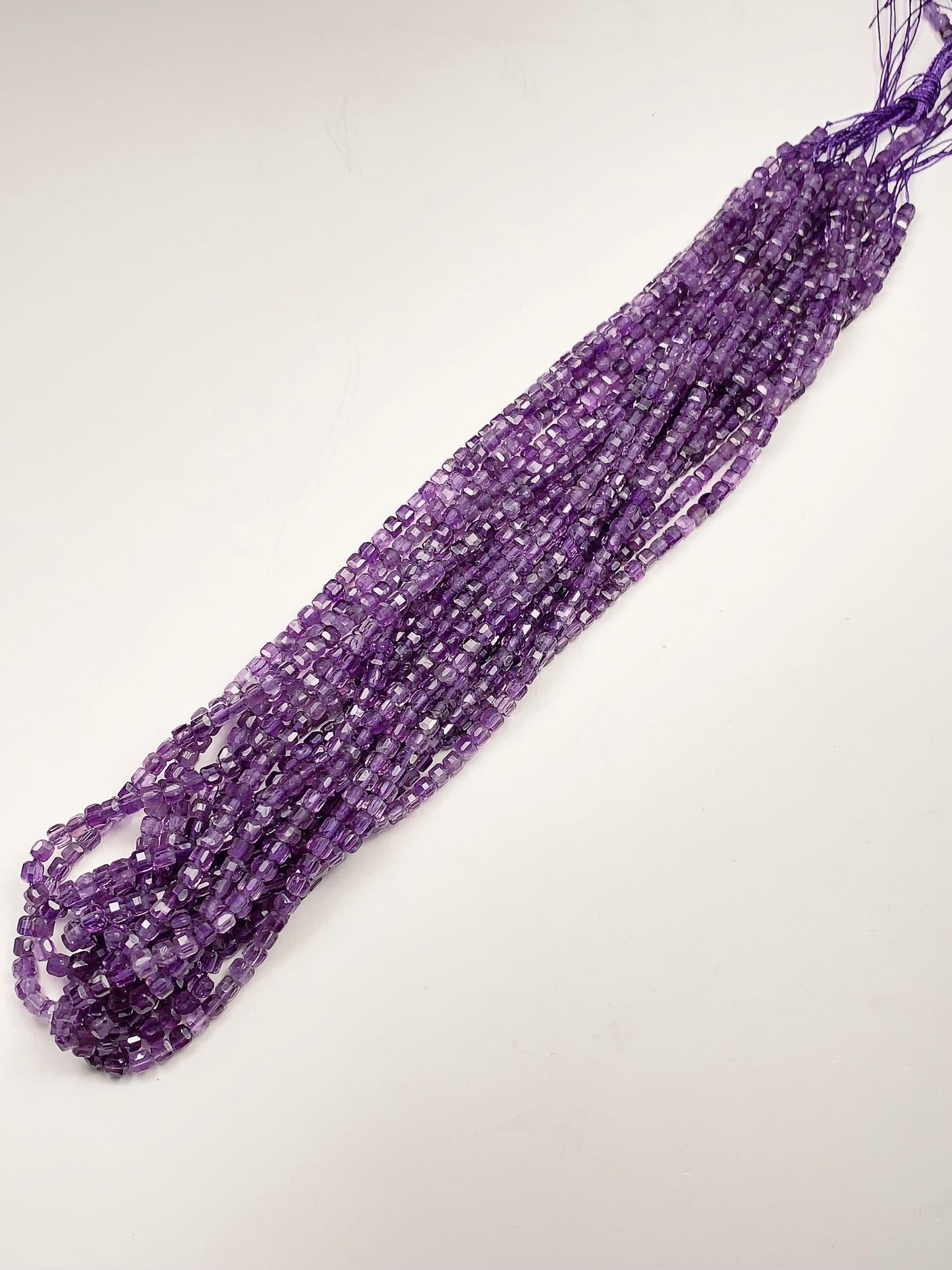 3mm AAA Natural Deep Purple Amethyst Faceted Cube Square Beads 15.5 Stand Gemstone